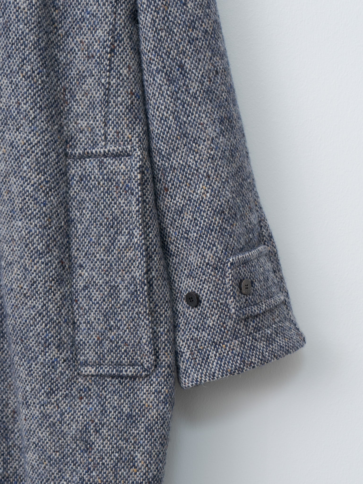 Donegal Tweed Oversized Coat - Blue