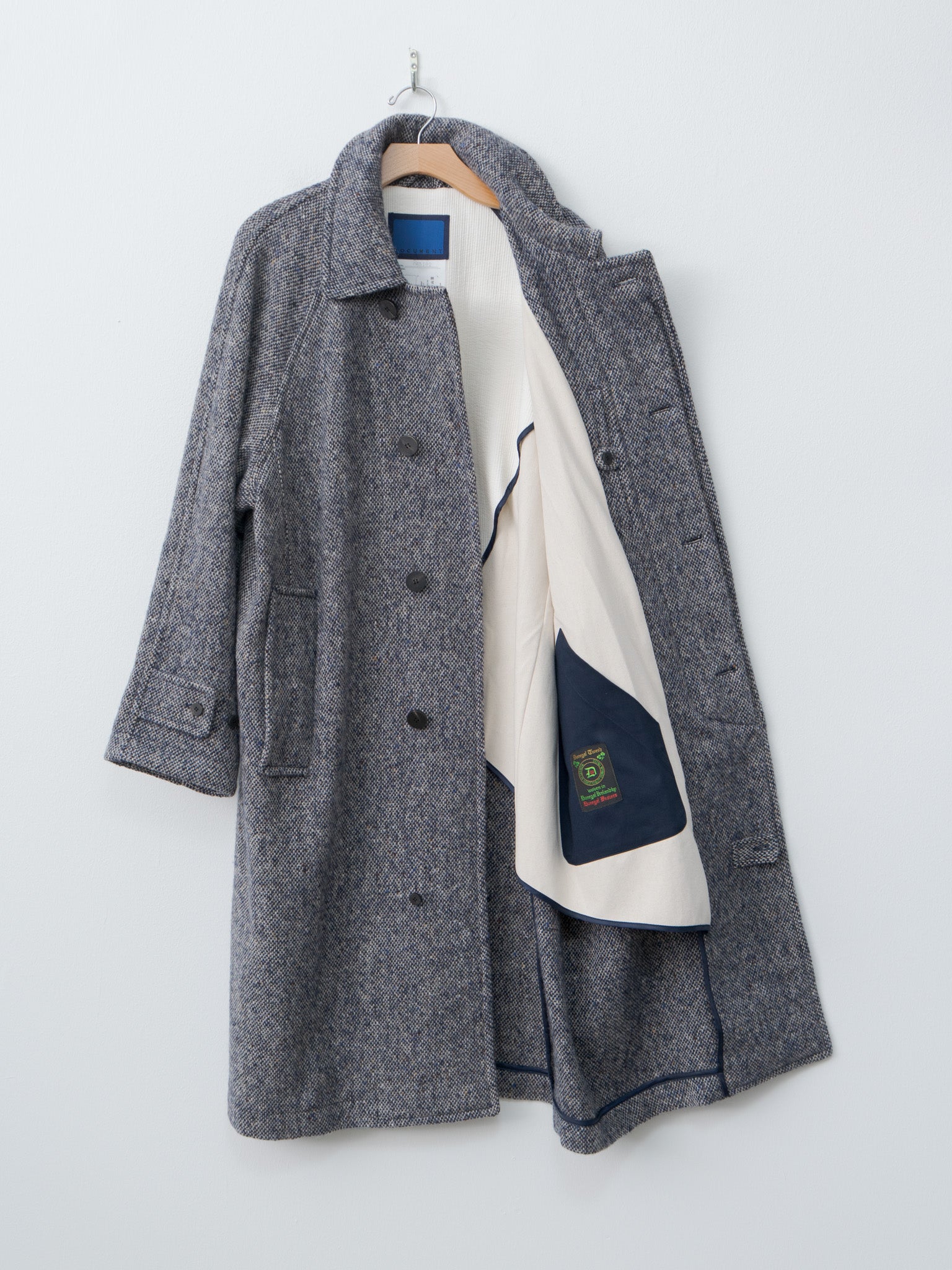 Donegal Tweed Oversized Coat - Blue