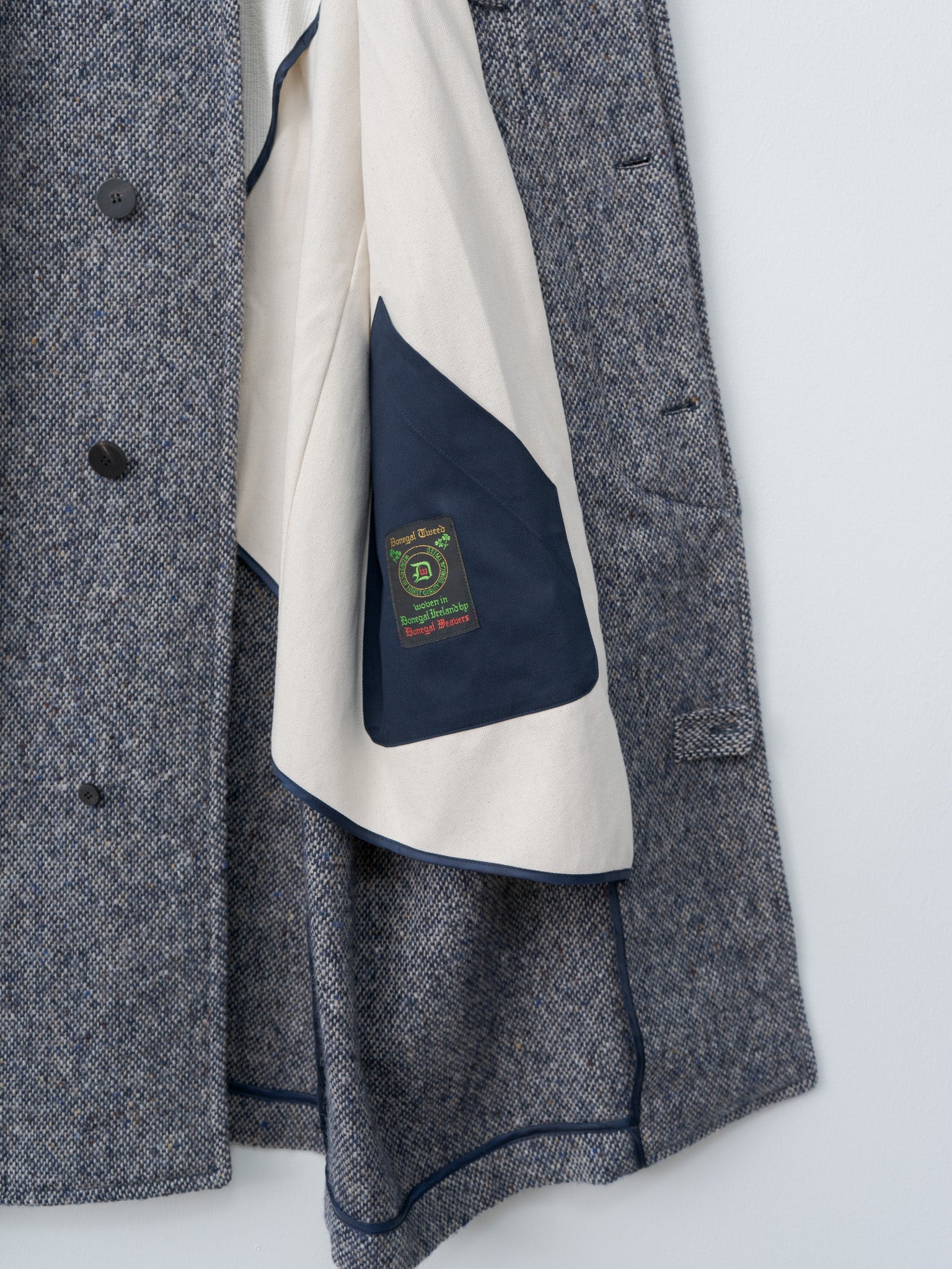 Donegal Tweed Oversized Coat - Blue