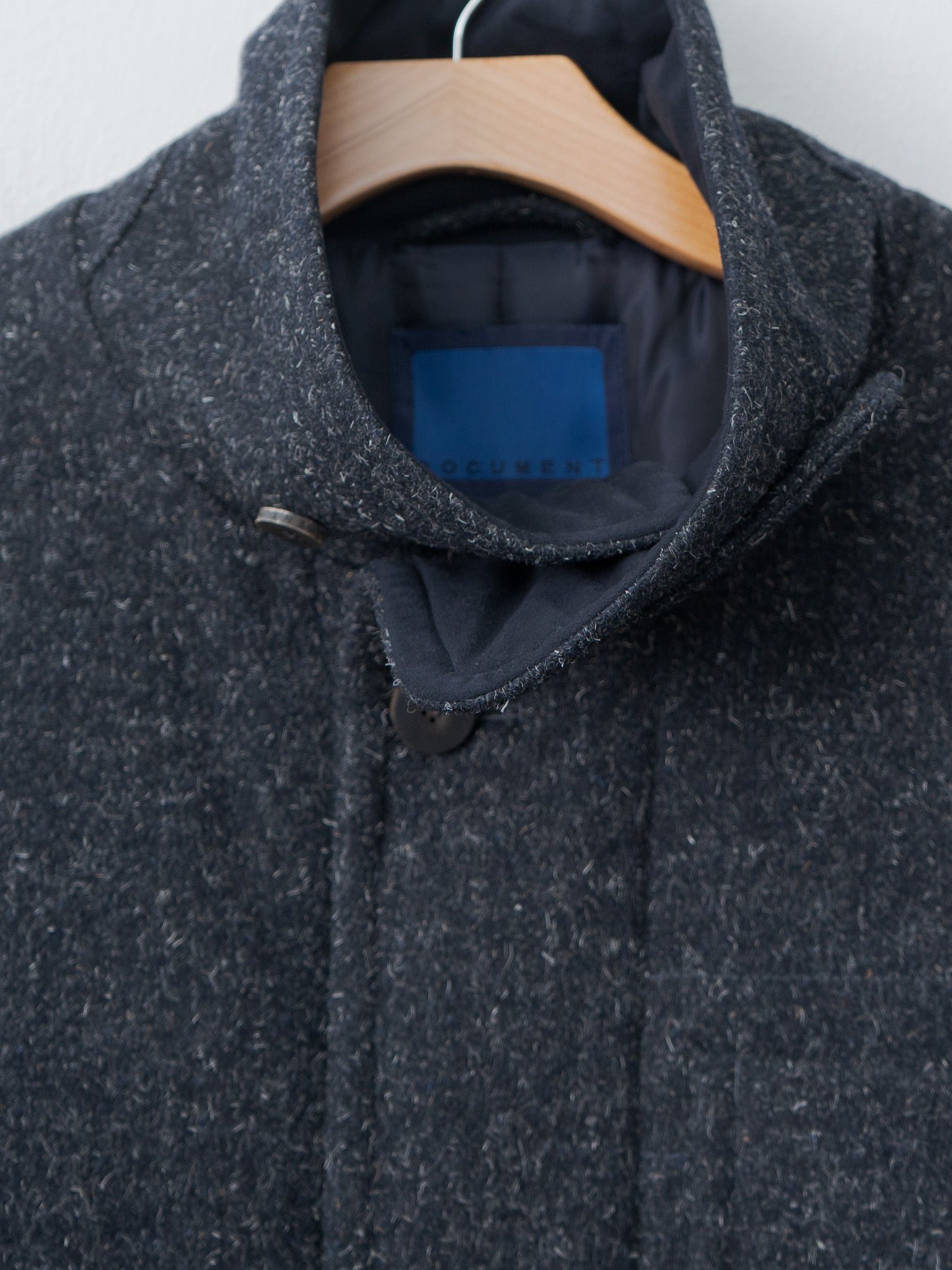 Shearling Trimmed Kemp Melton Half Coat - Navy