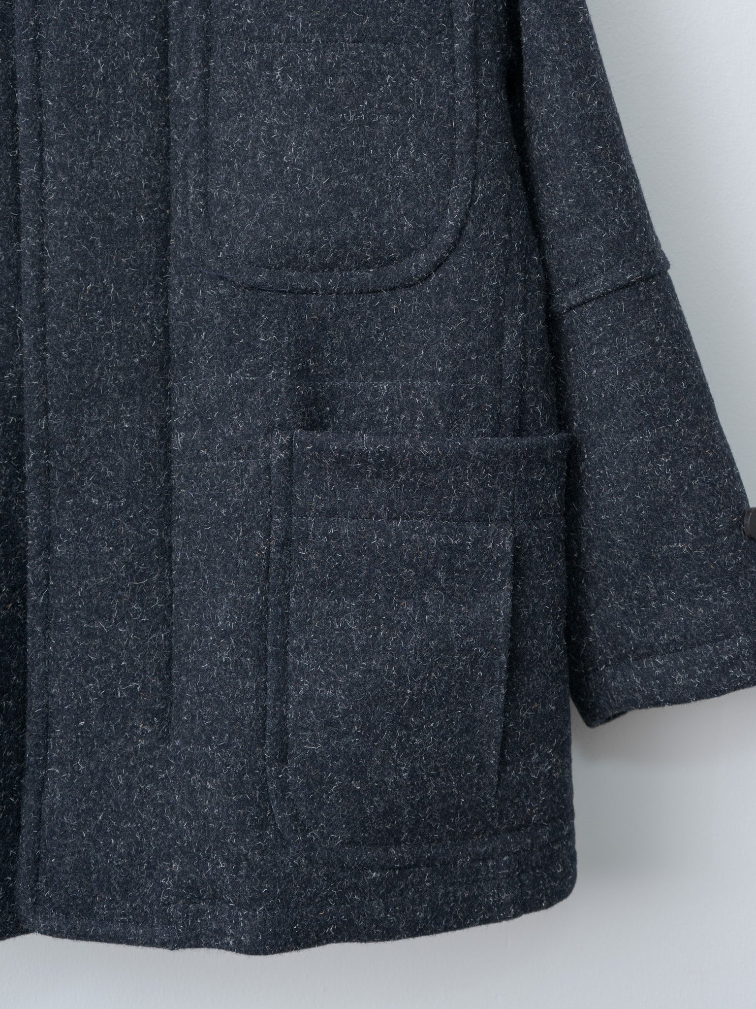 Shearling Trimmed Kemp Melton Half Coat - Navy
