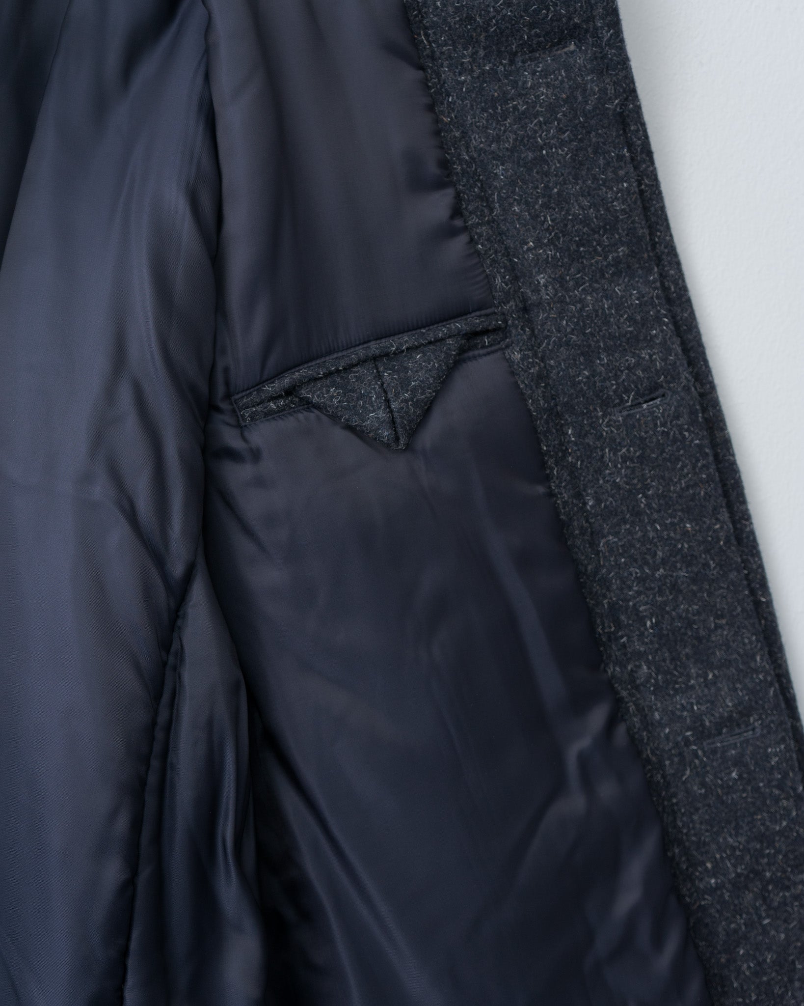 Shearling Trimmed Kemp Melton Half Coat - Navy