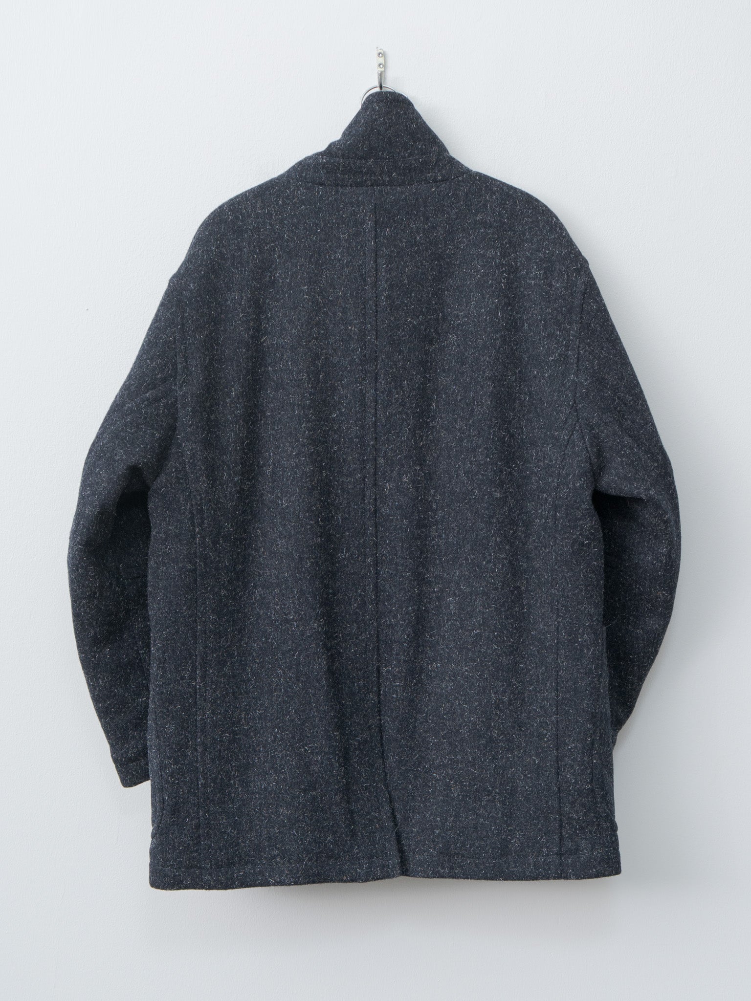 Shearling Trimmed Kemp Melton Half Coat - Navy