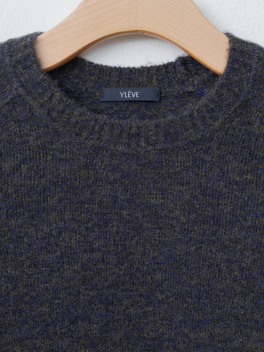 Italian Merino Wool Melange Knit P/O - Navy x Khaki