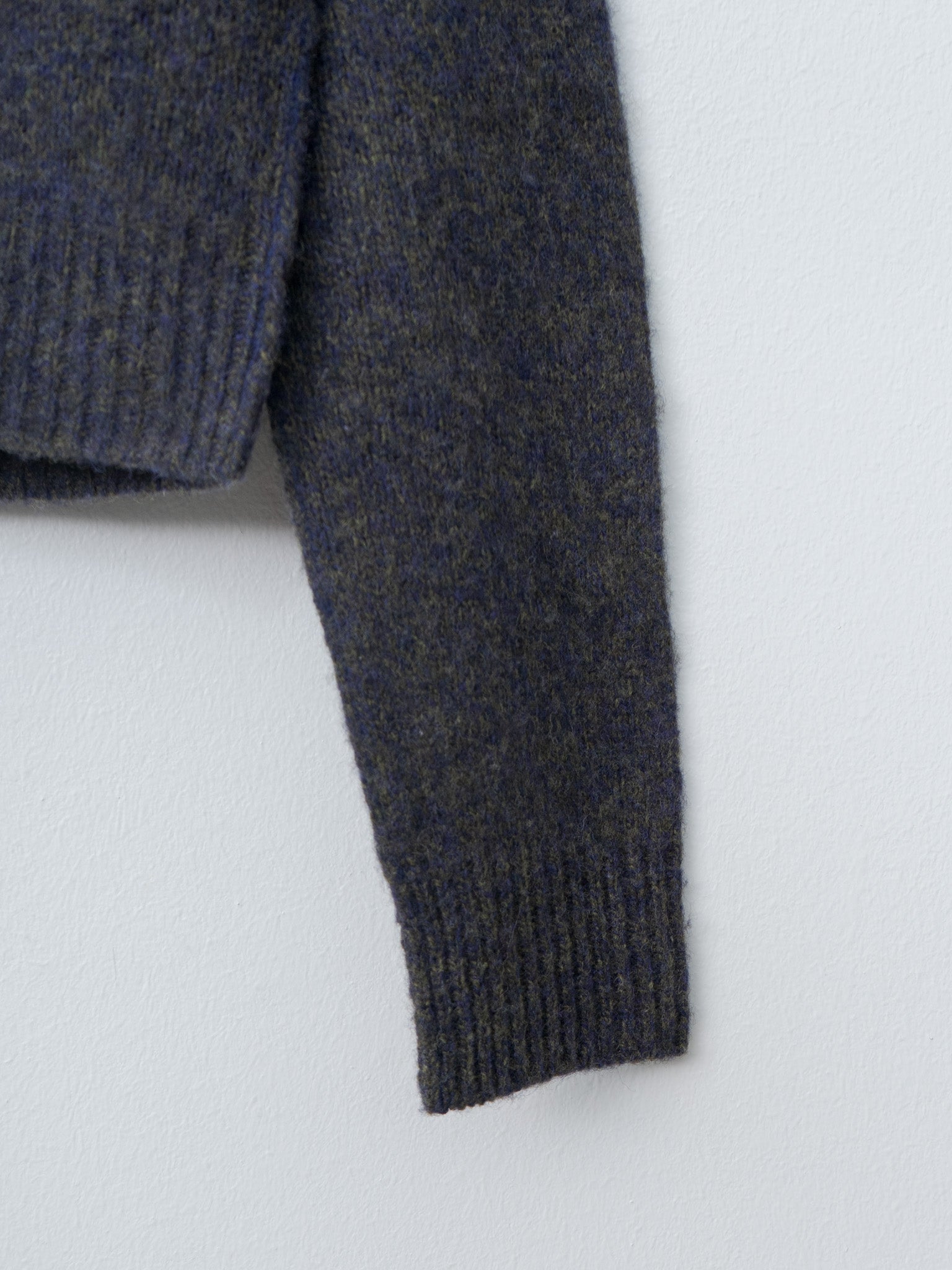 Italian Merino Wool Melange Knit P/O - Navy x Khaki