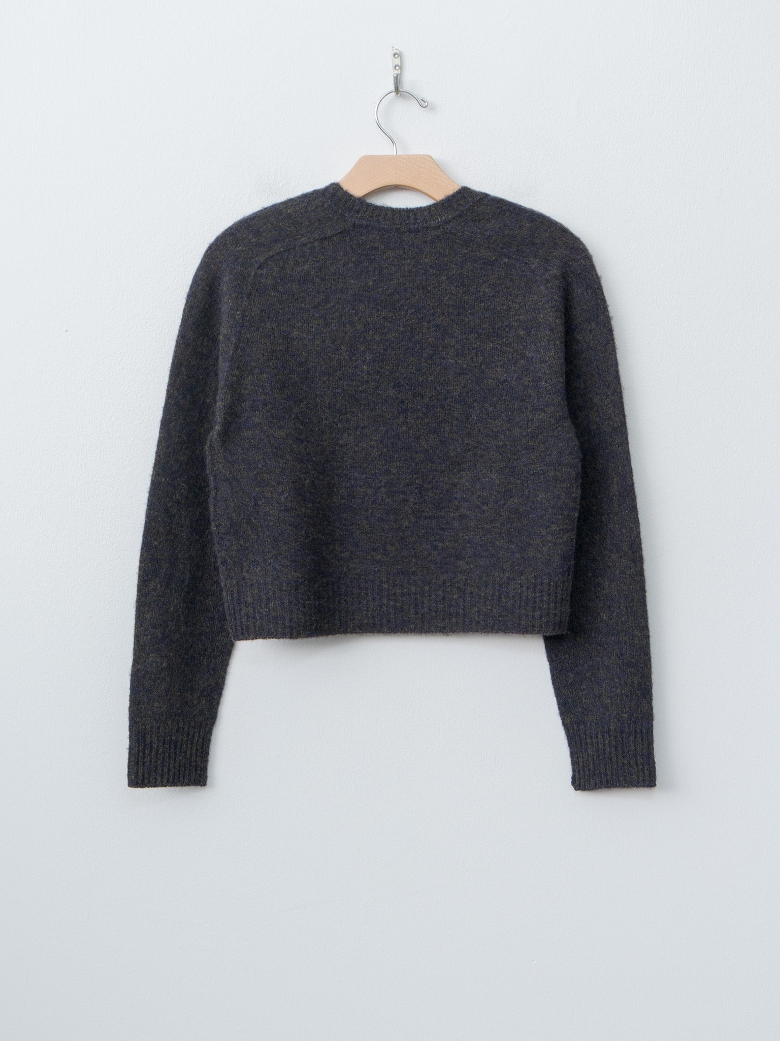 Italian Merino Wool Melange Knit P/O - Navy x Khaki