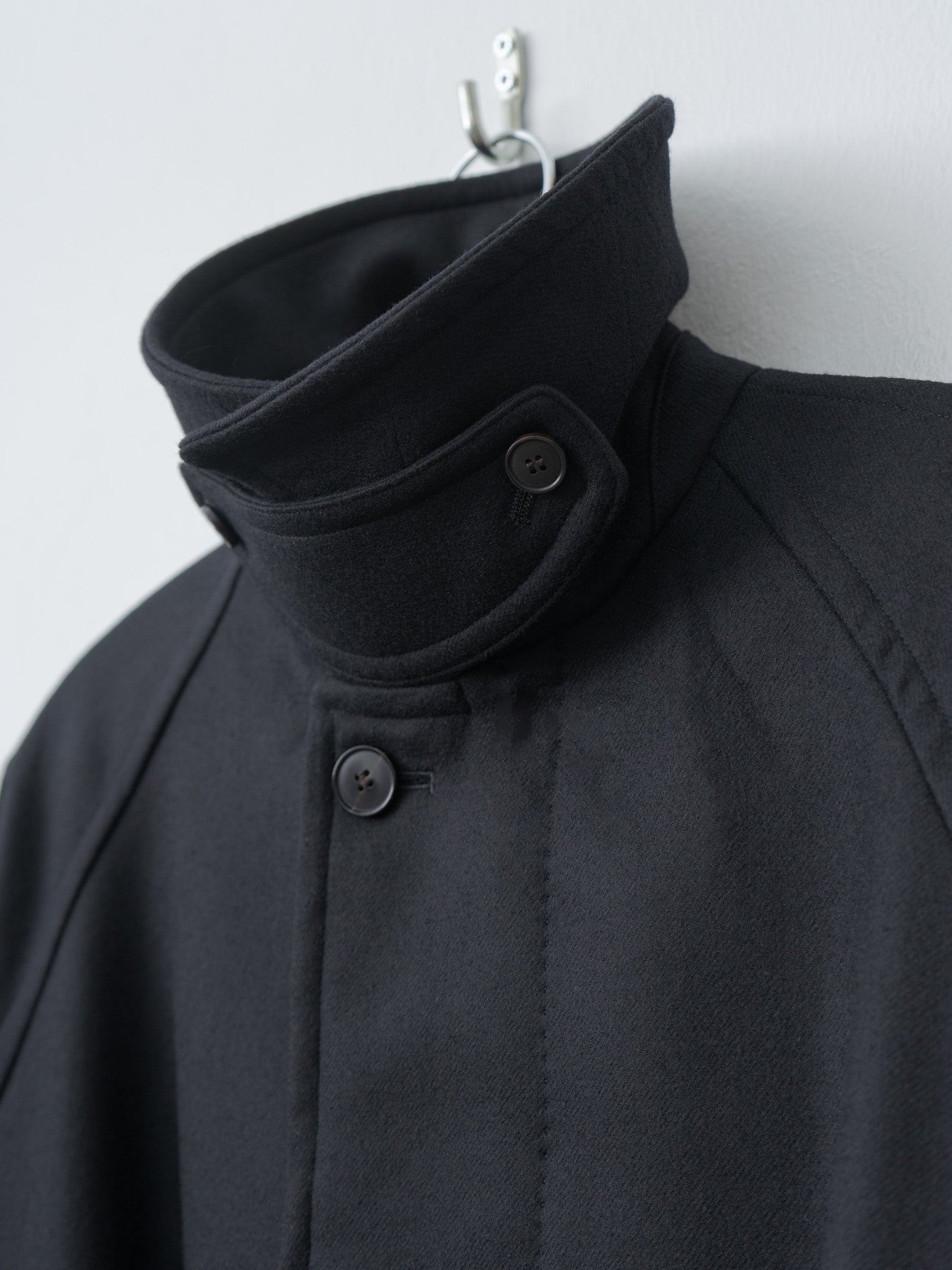 Super100's Wool Melton Coat - Black