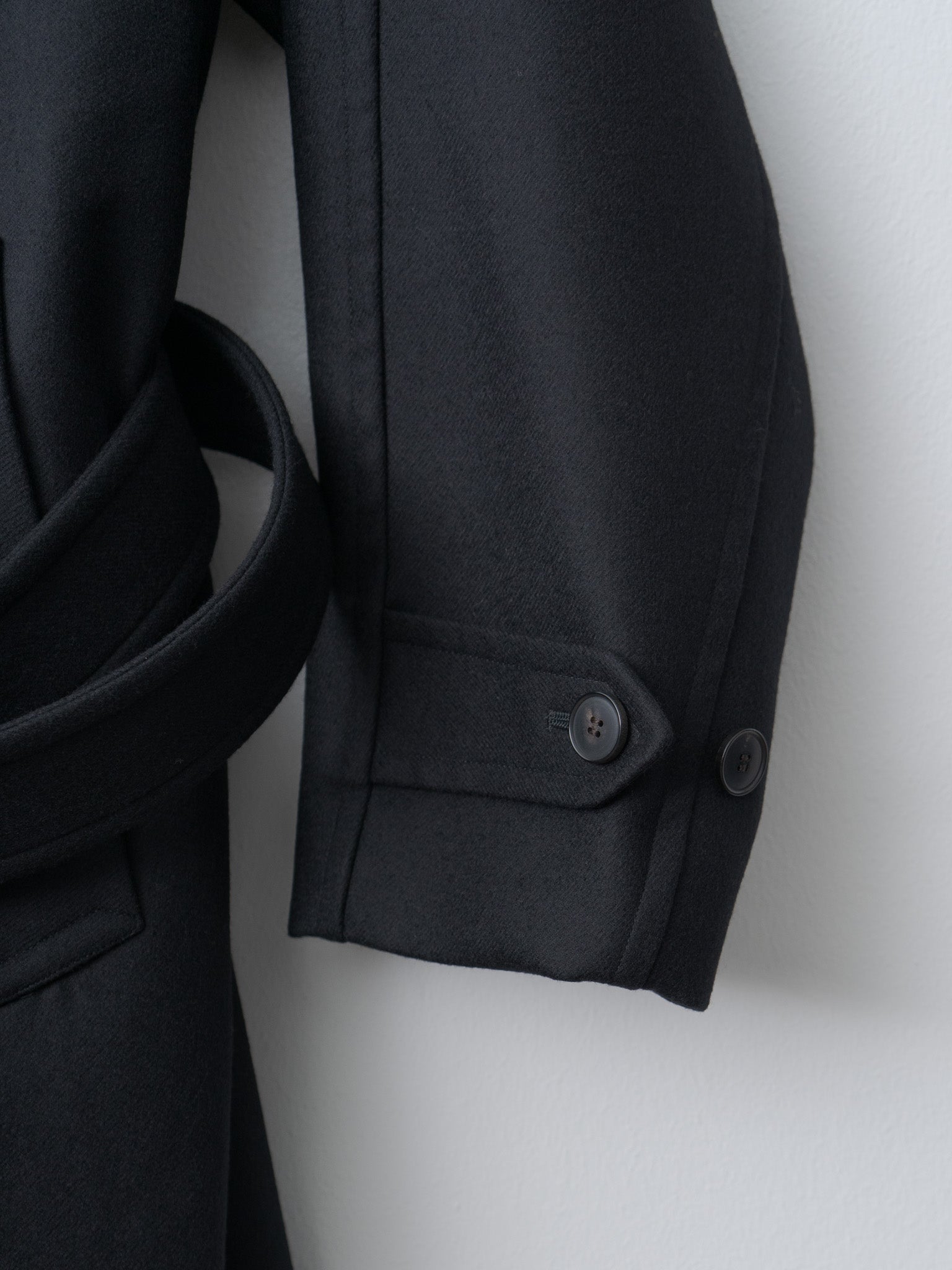 Super100's Wool Melton Coat - Black