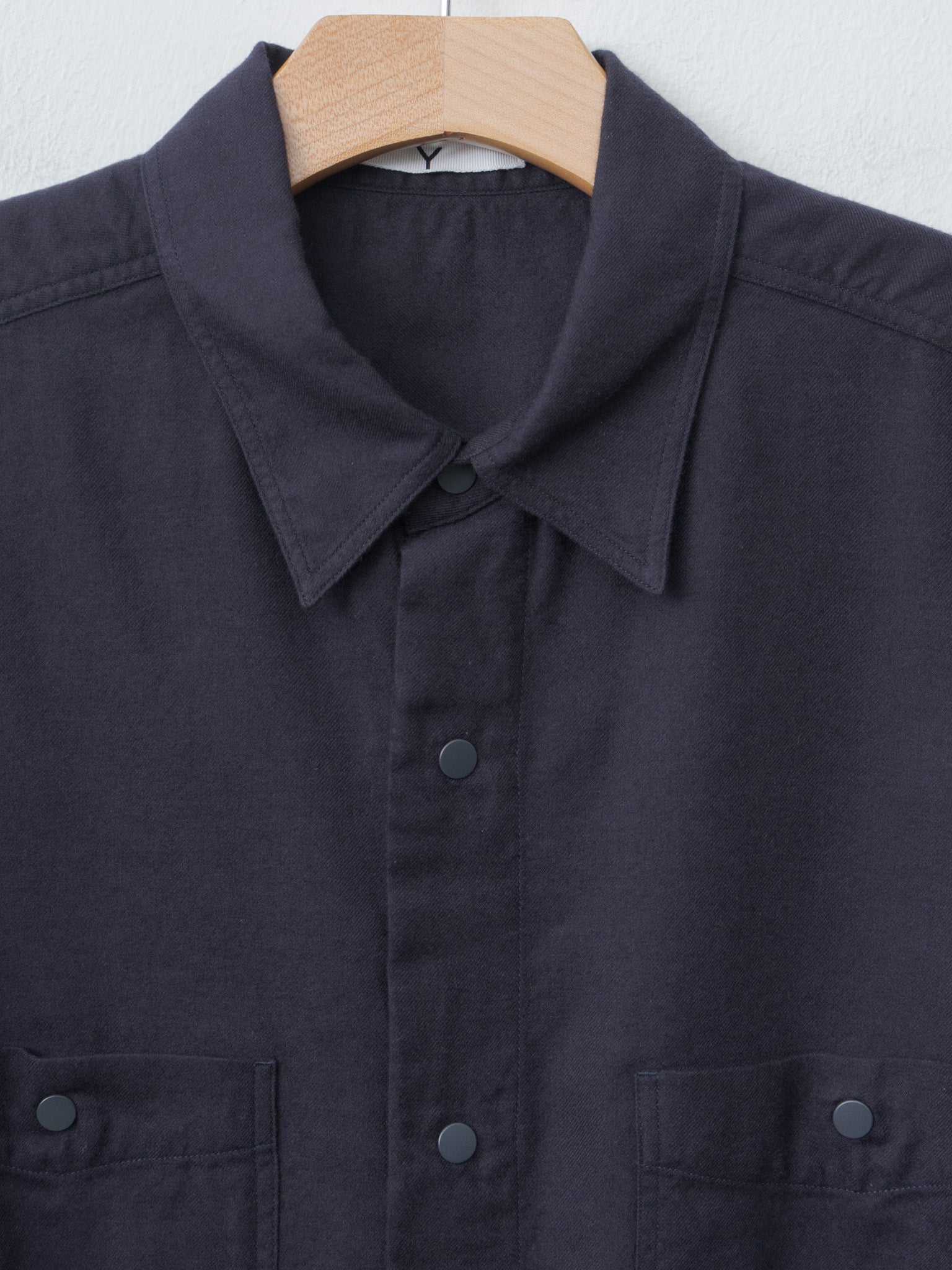 Brushed Organic Cotton Tencel Snap Shirt - Navy