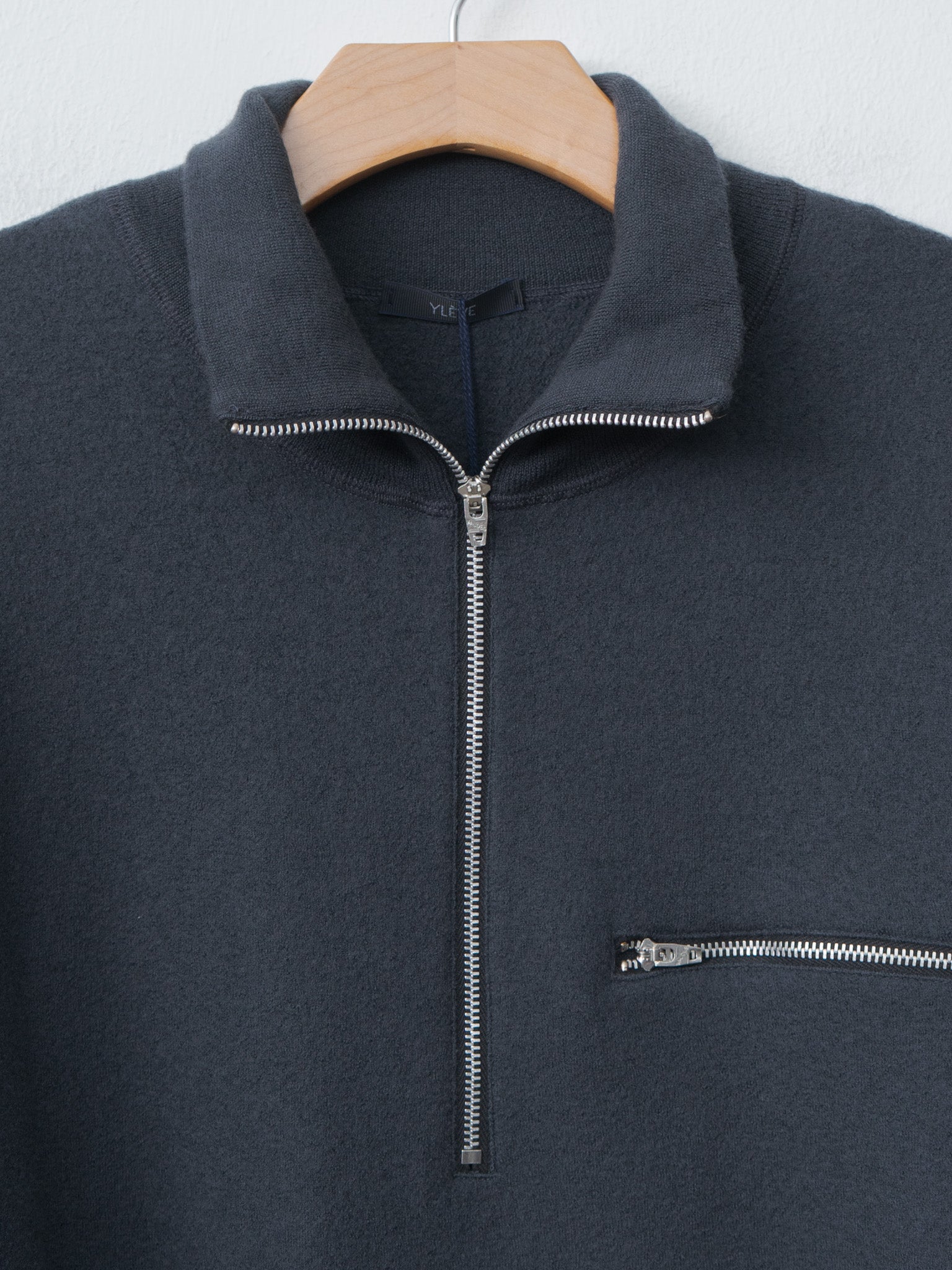 Ultrafine Merino Milled Wool Knit Half Zip P/O - Smokey Navy