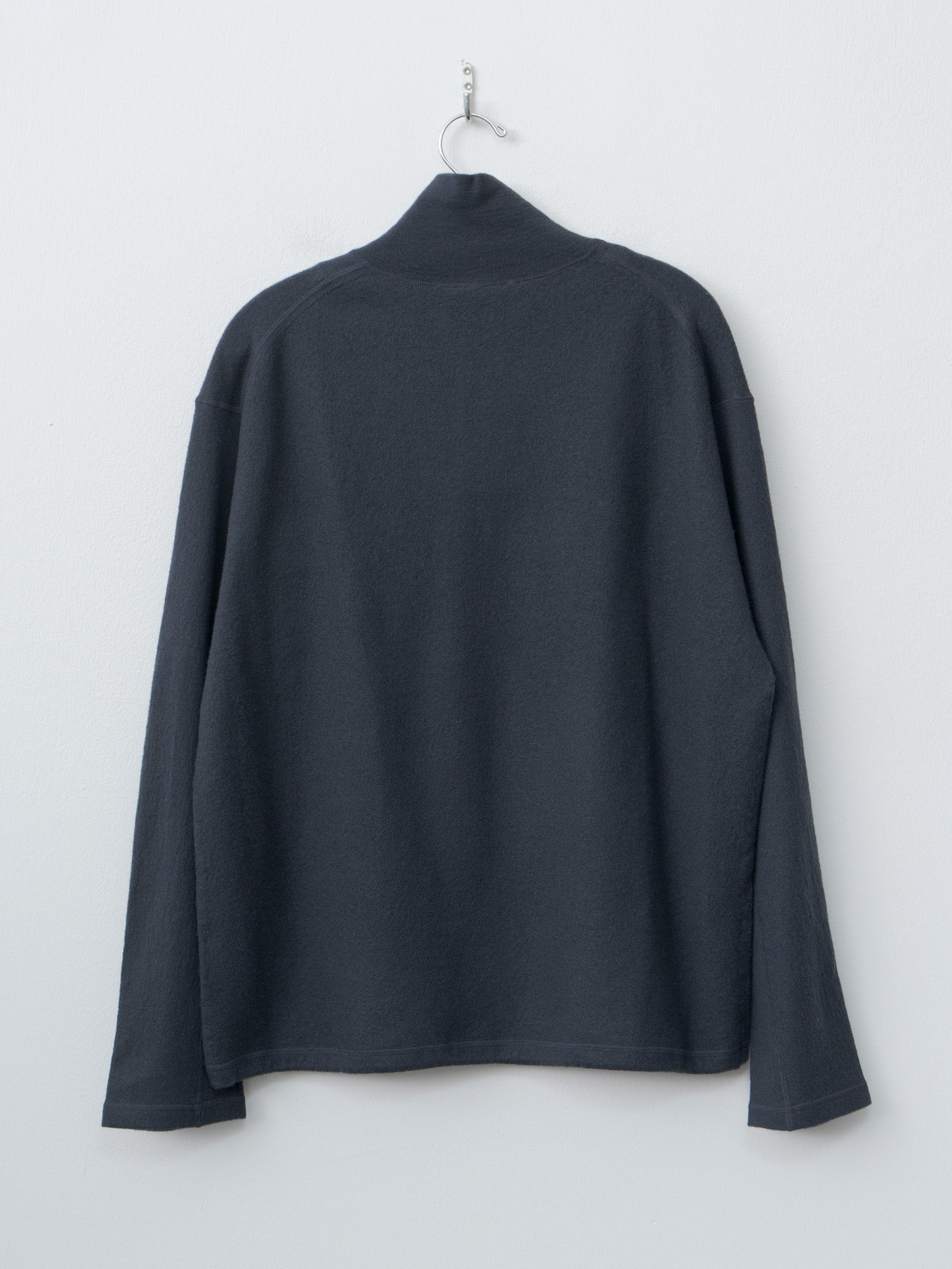 Ultrafine Merino Milled Wool Knit Half Zip P/O - Smokey Navy