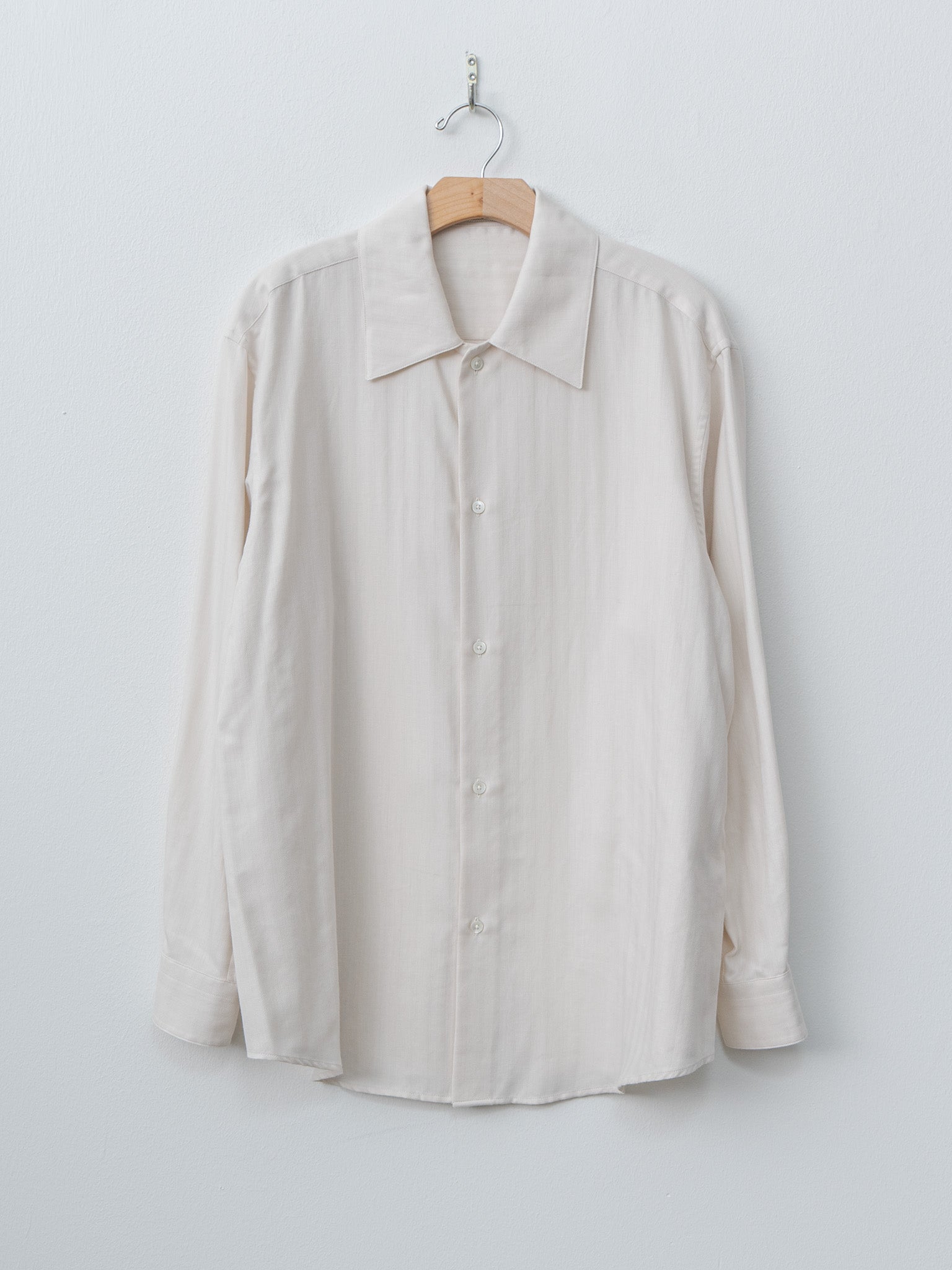 Cotton Cashmere Herringbone Shirt - Ivory White