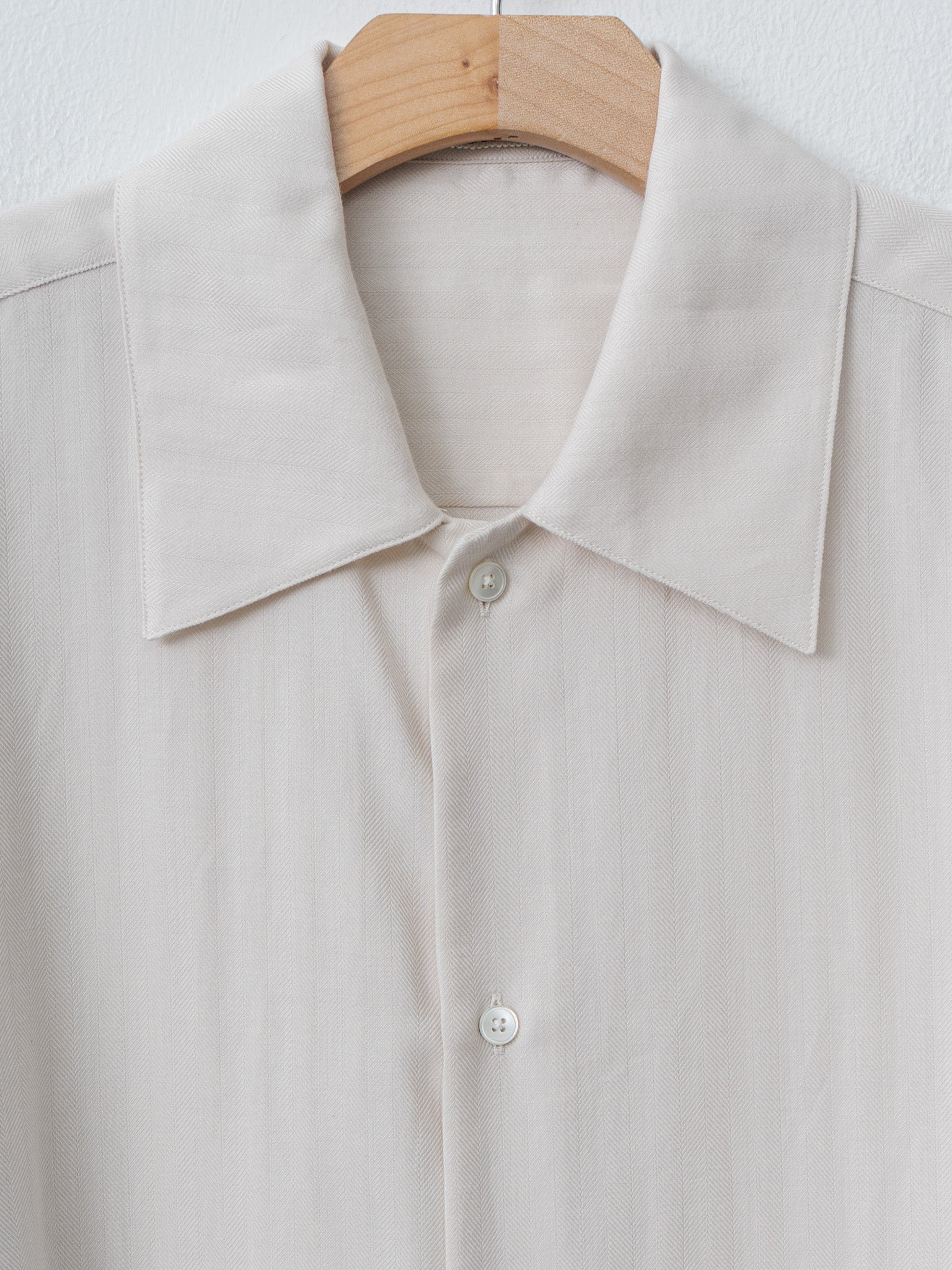Cotton Cashmere Herringbone Shirt - Ivory White