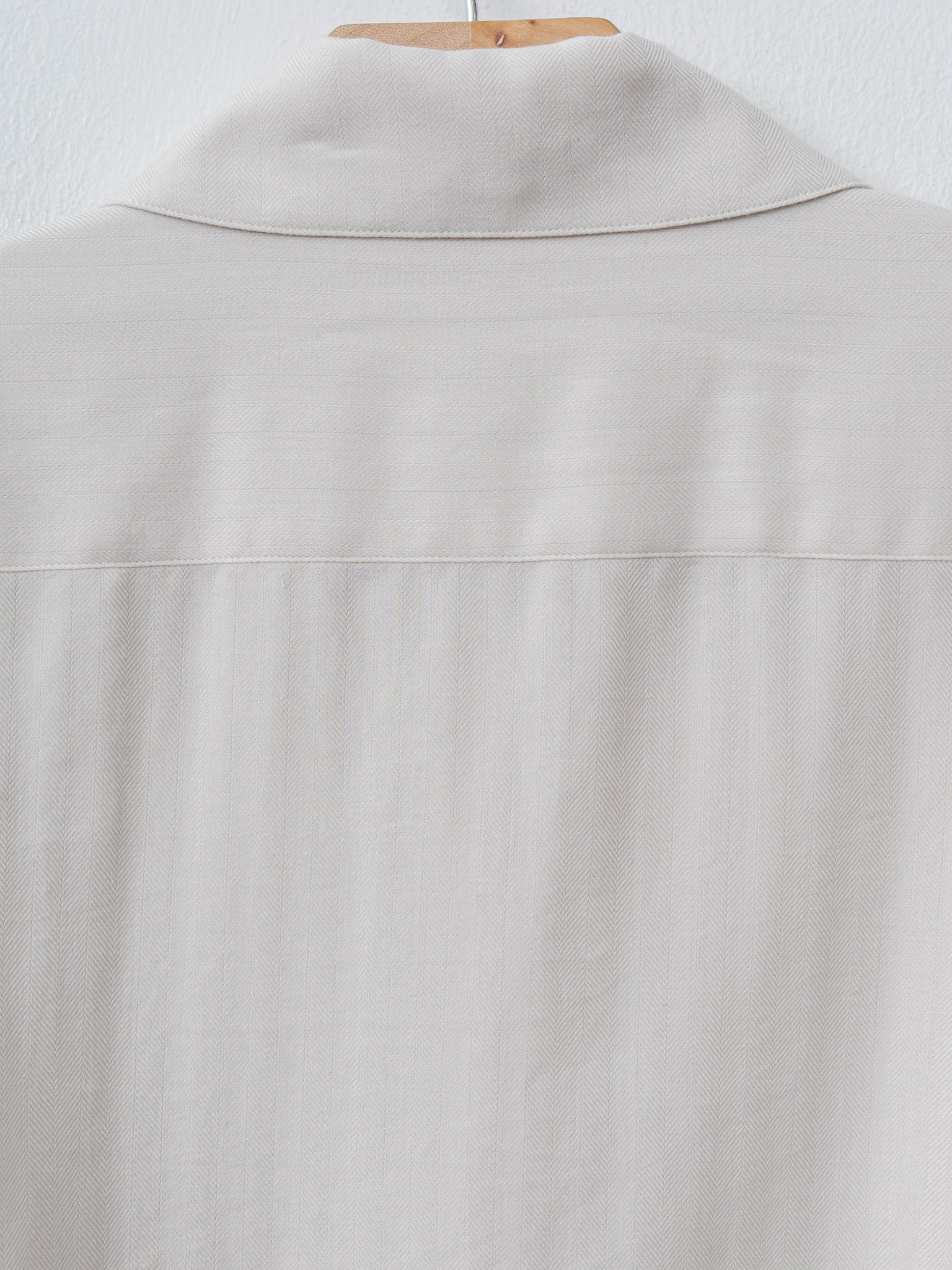 Cotton Cashmere Herringbone Shirt - Ivory White