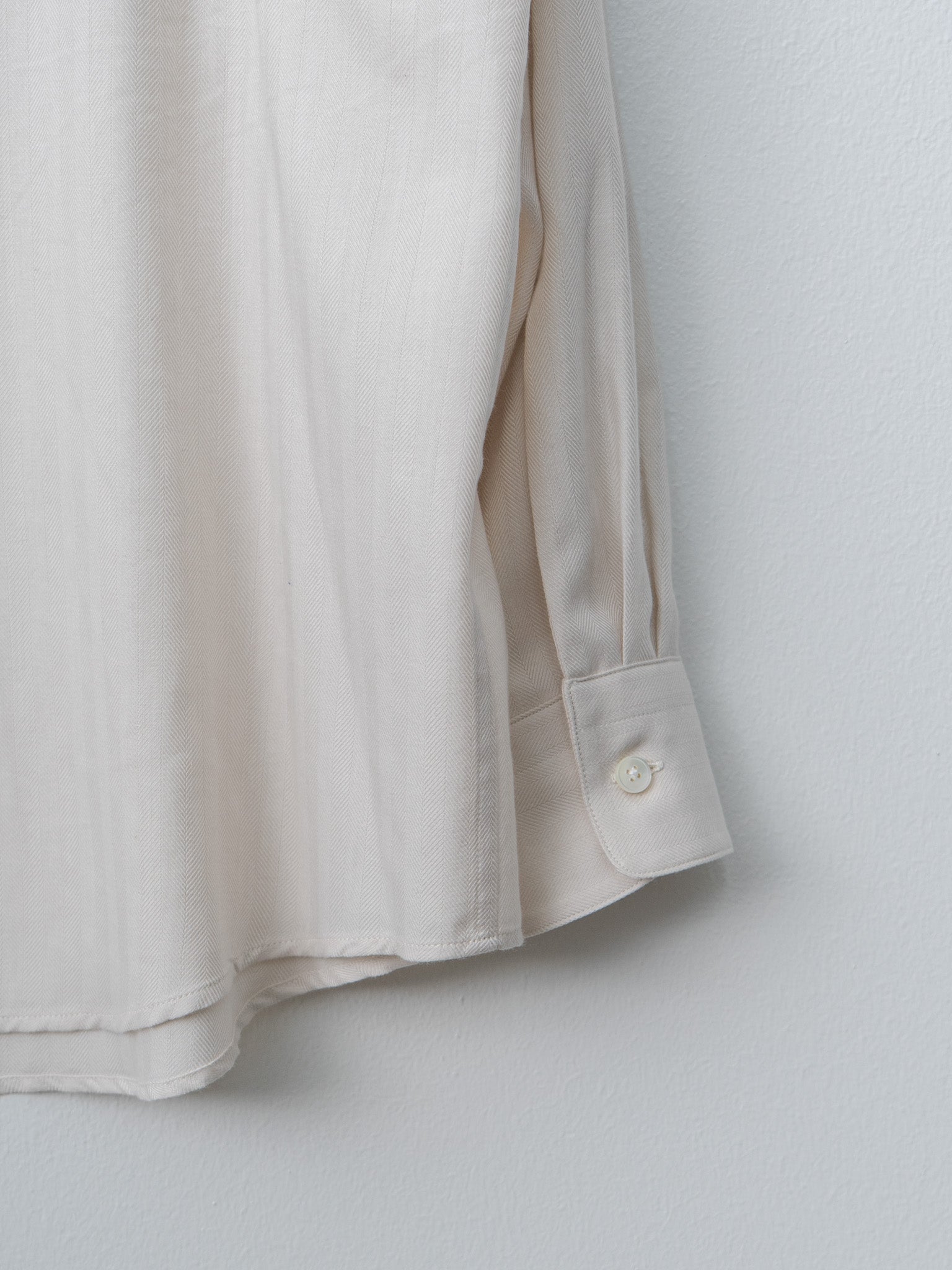 Cotton Cashmere Herringbone Shirt - Ivory White