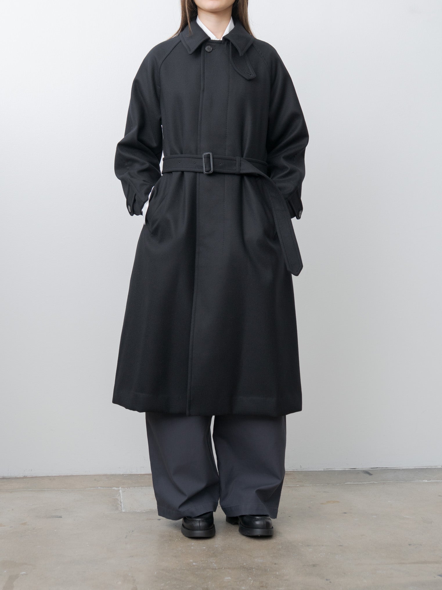 Super100's Wool Melton Coat - Black