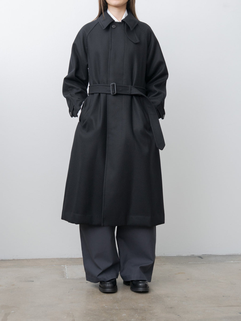 Super100's Wool Melton Coat - Black