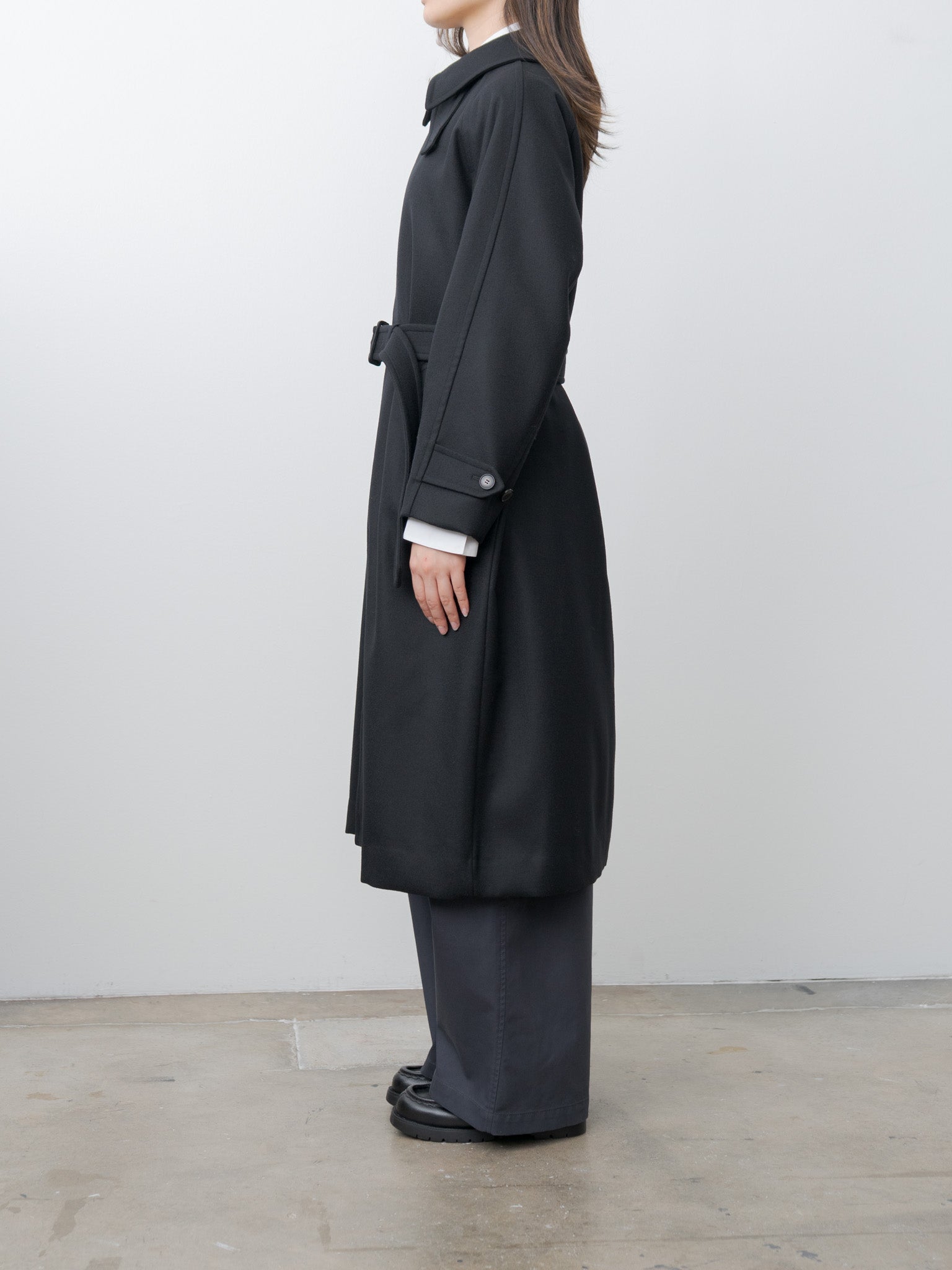Super100's Wool Melton Coat - Black