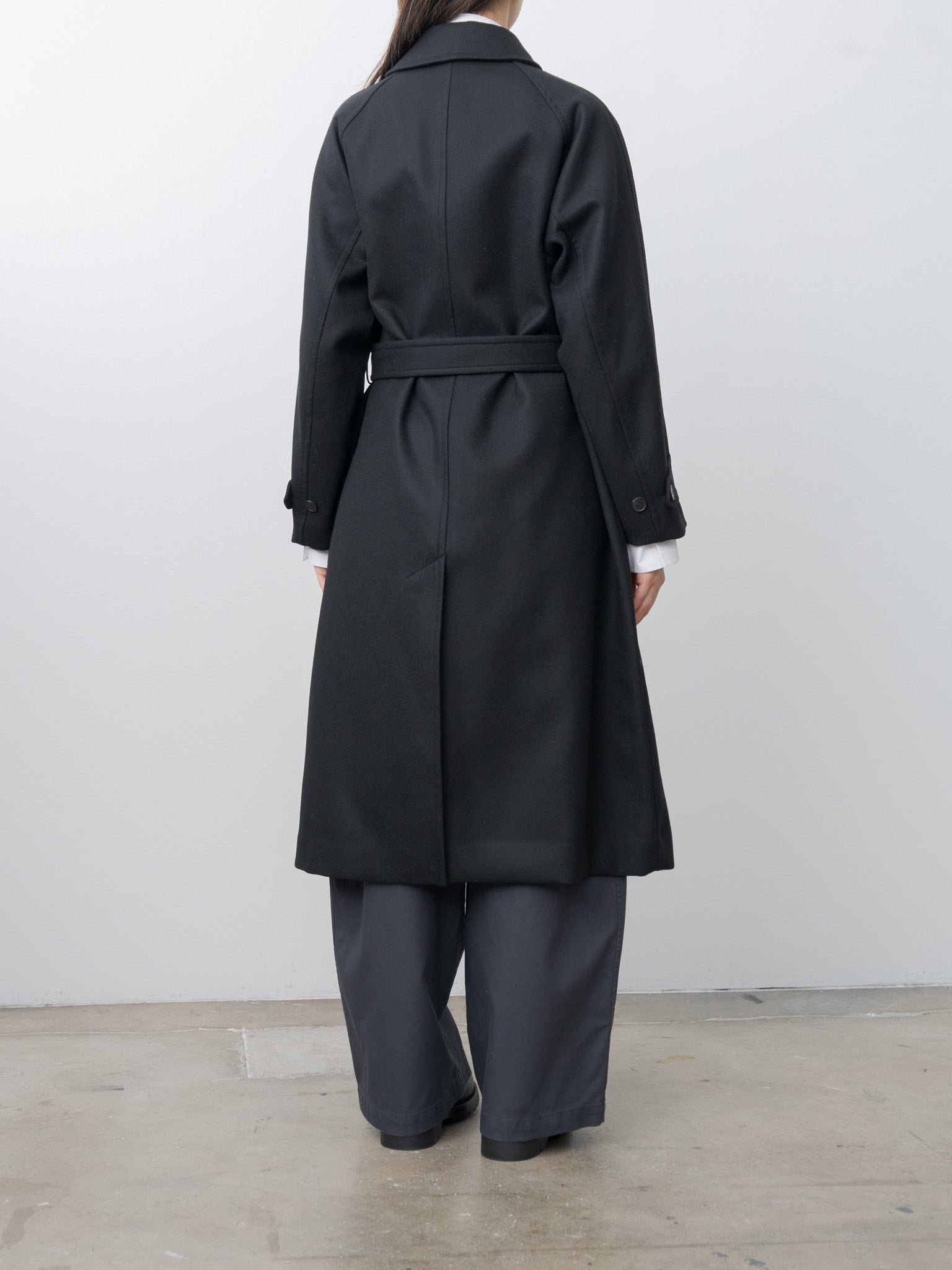 Super100's Wool Melton Coat - Black