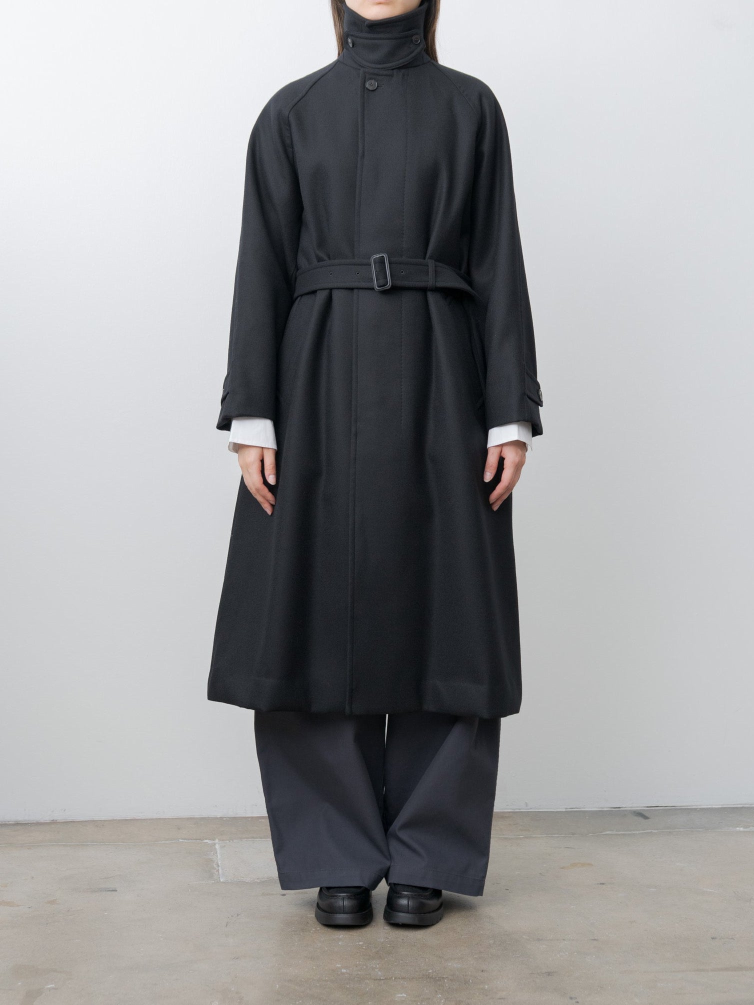Super100's Wool Melton Coat - Black