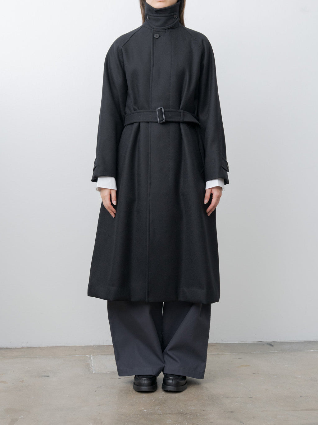 Super100's Wool Melton Coat - Black