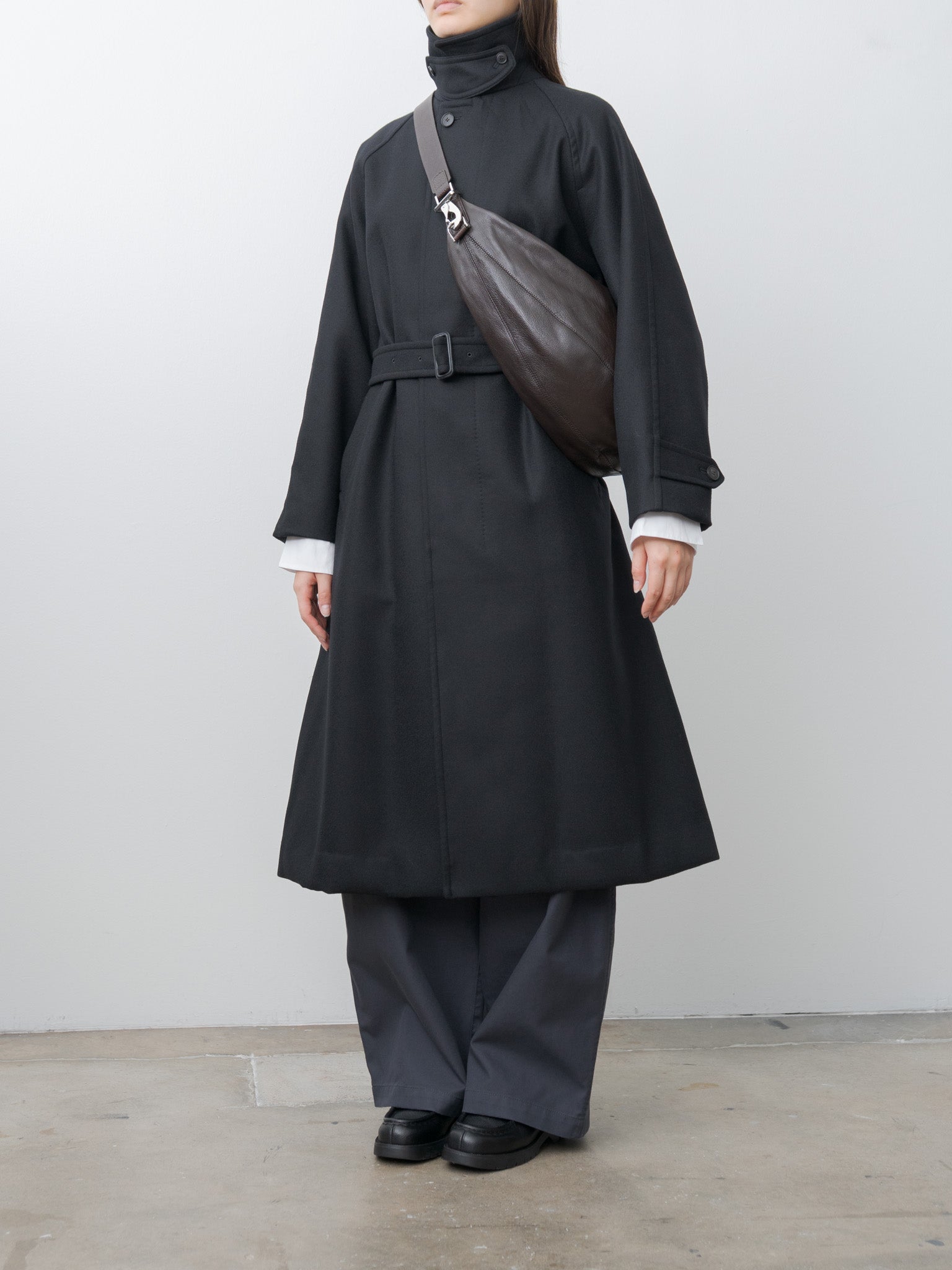Super100's Wool Melton Coat - Black