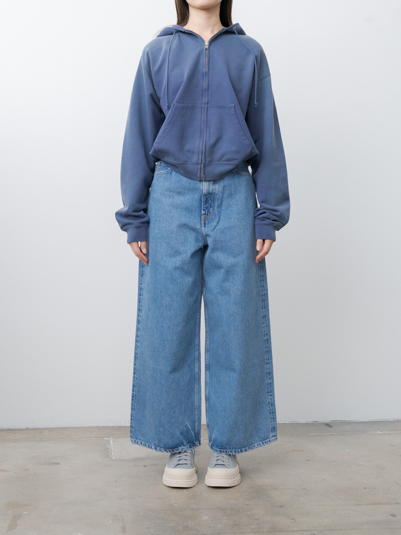 Product Dyed Pima Light Sweat Zip Parka - Light Navy