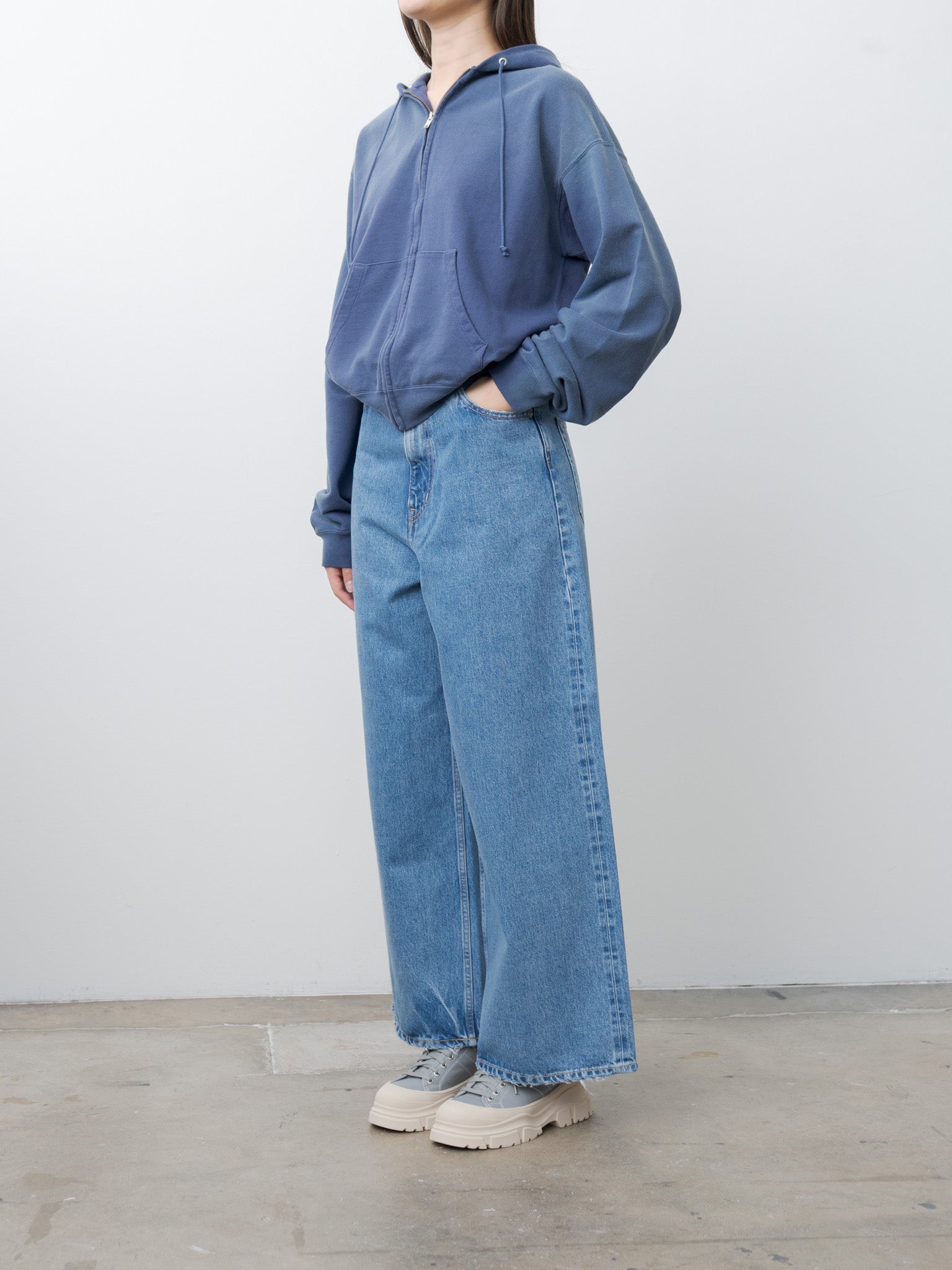 13.5oz High Waist Wide Denim - Indigo