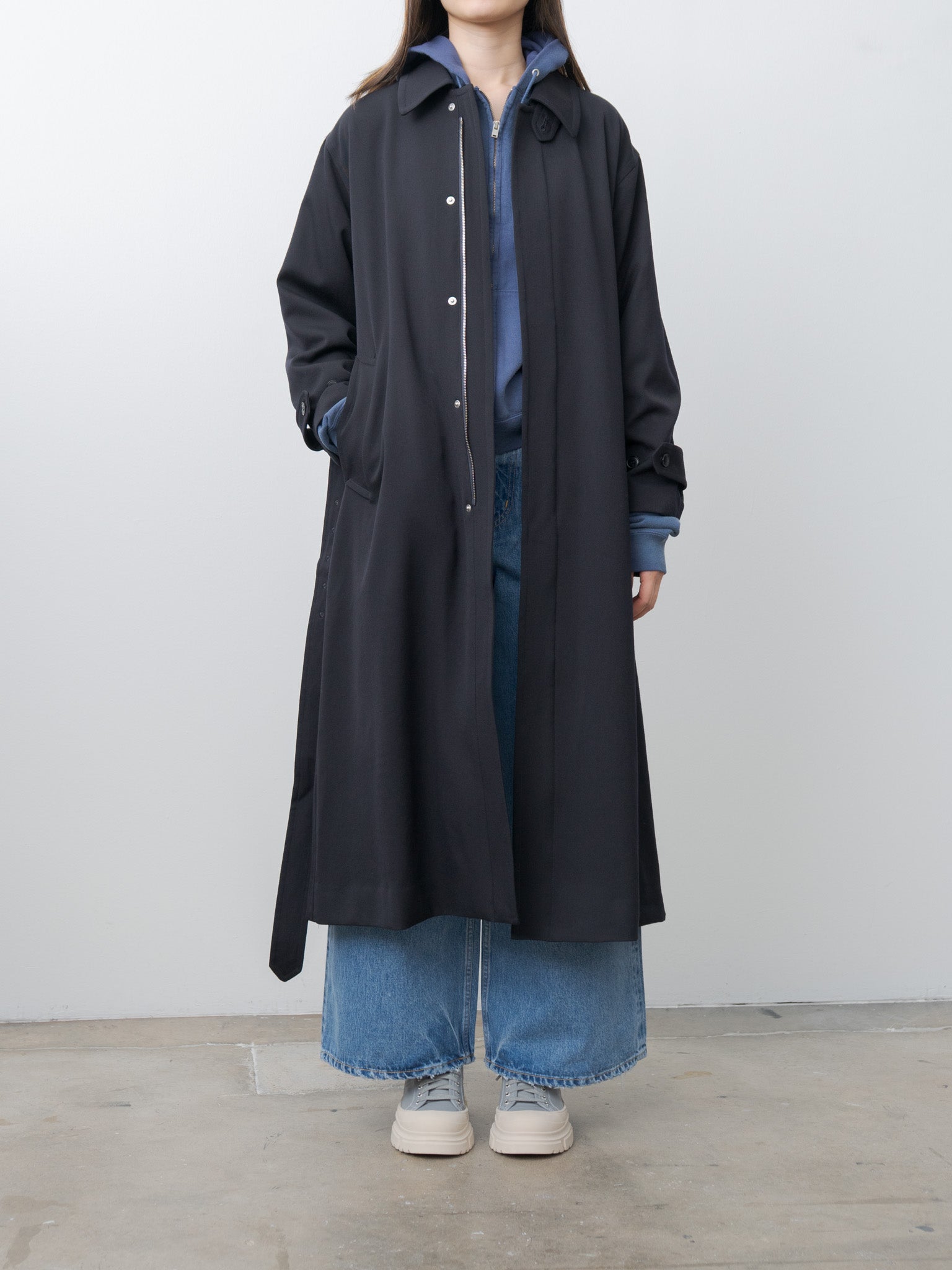 Wool Gaba Zip Coat - Navy