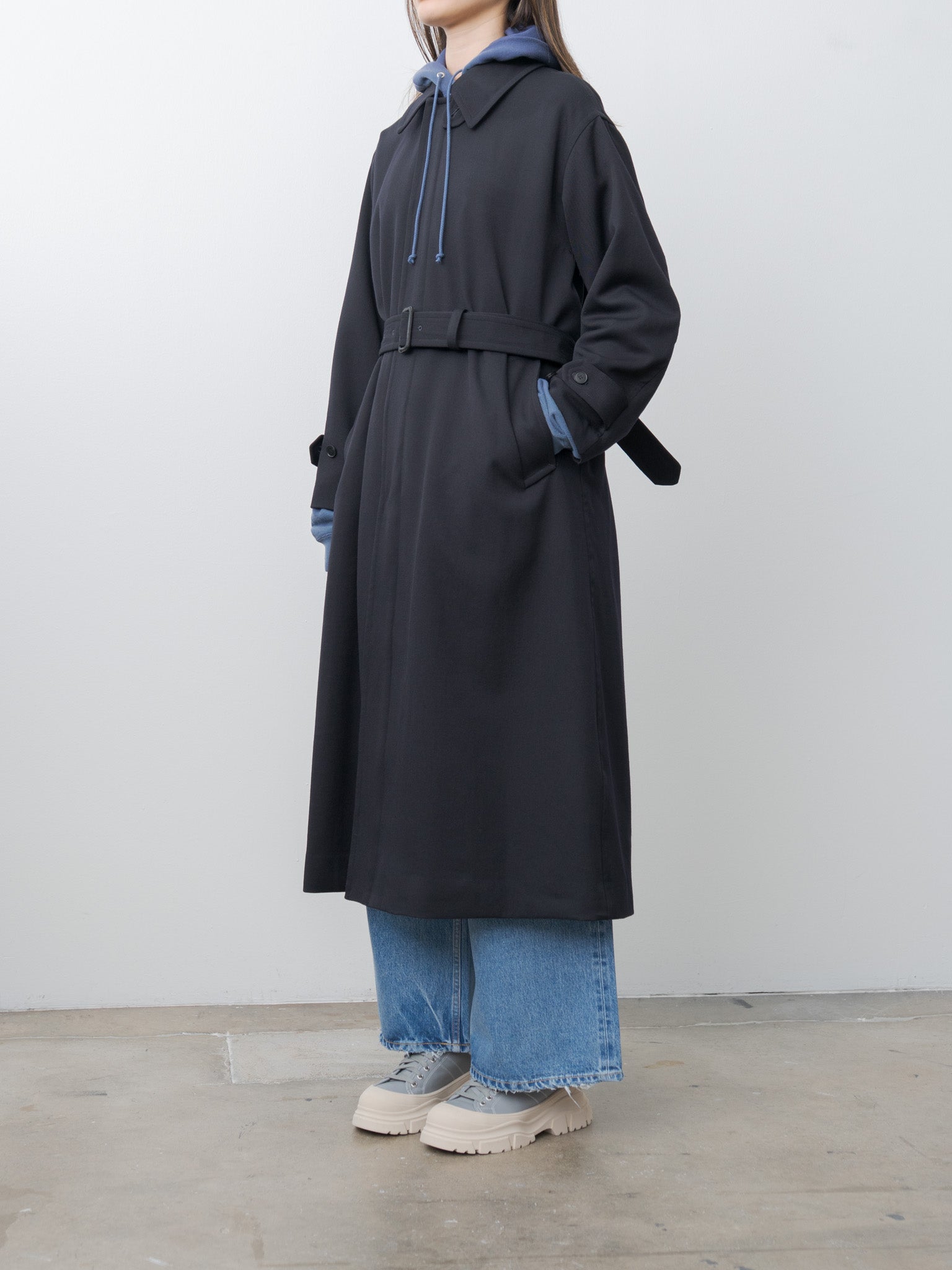 Wool Gaba Zip Coat - Navy