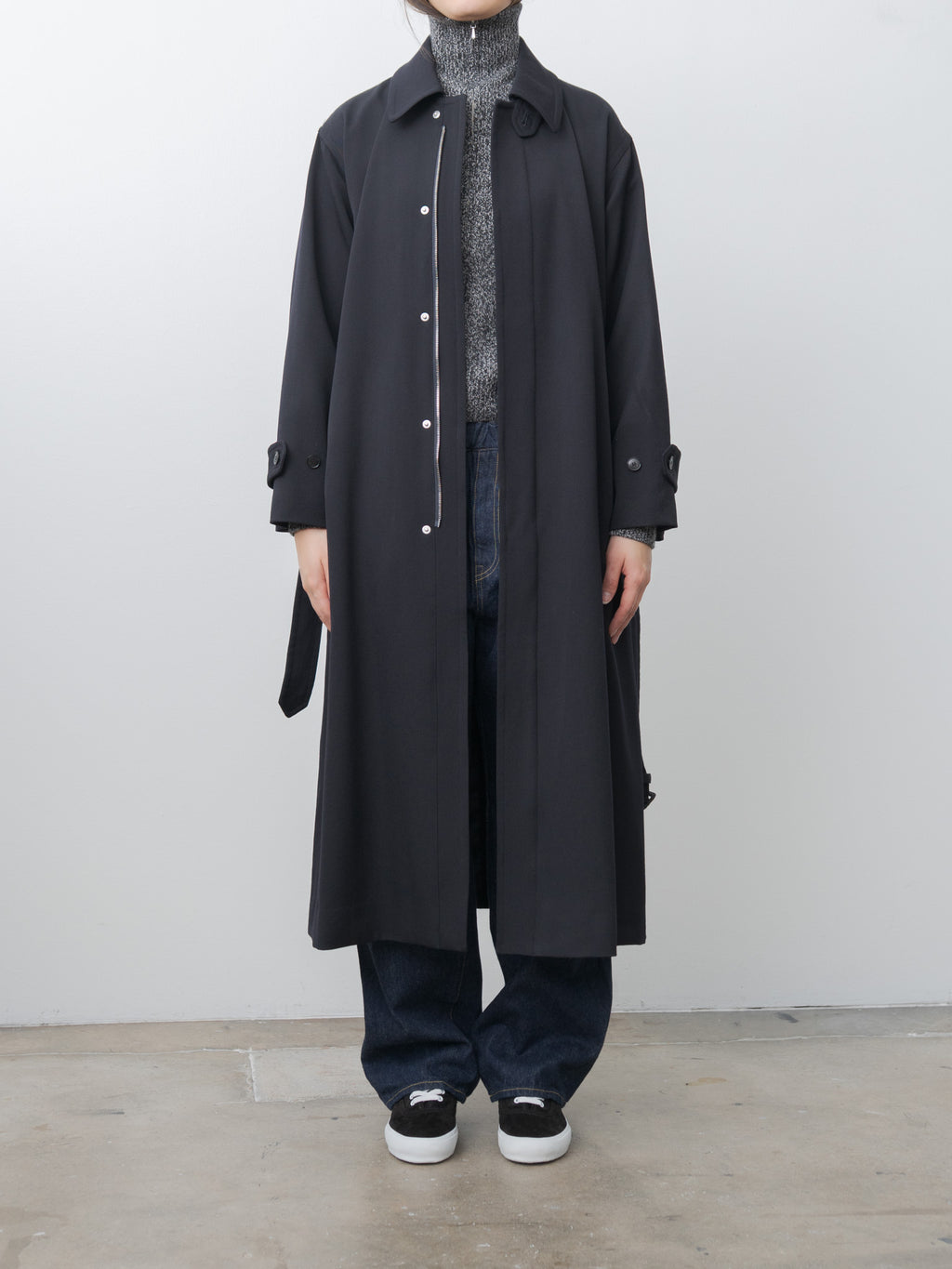 Wool Gaba Zip Coat - Navy