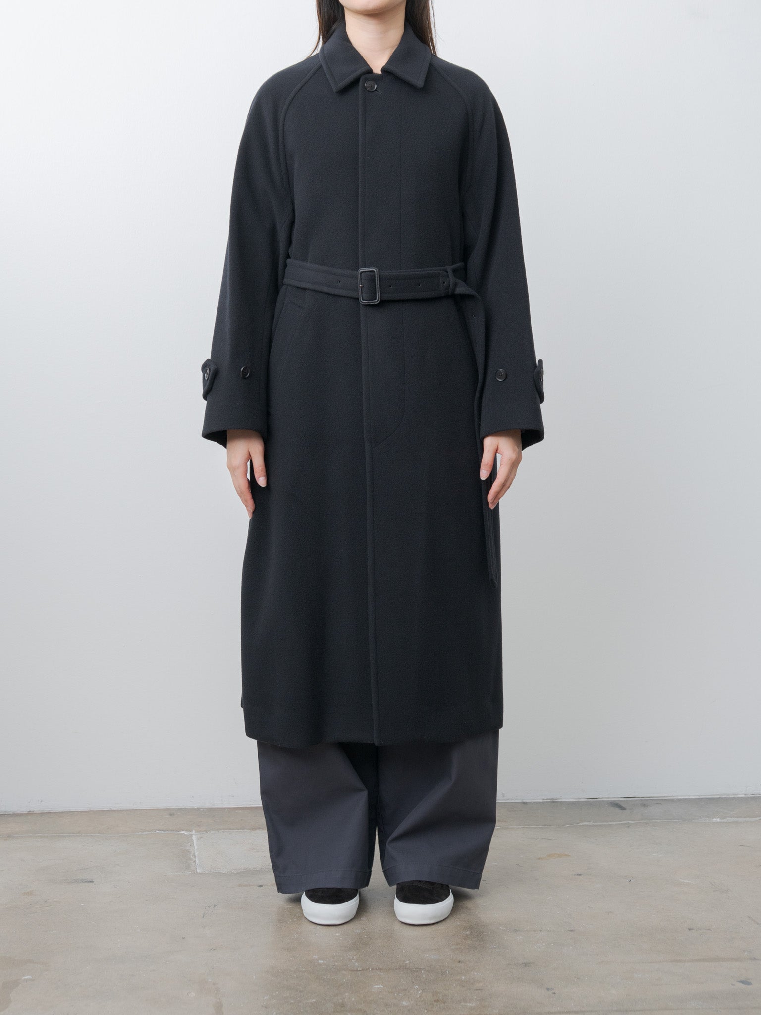 Super Fine Wool Mosser Soutien Collar Coat - Black