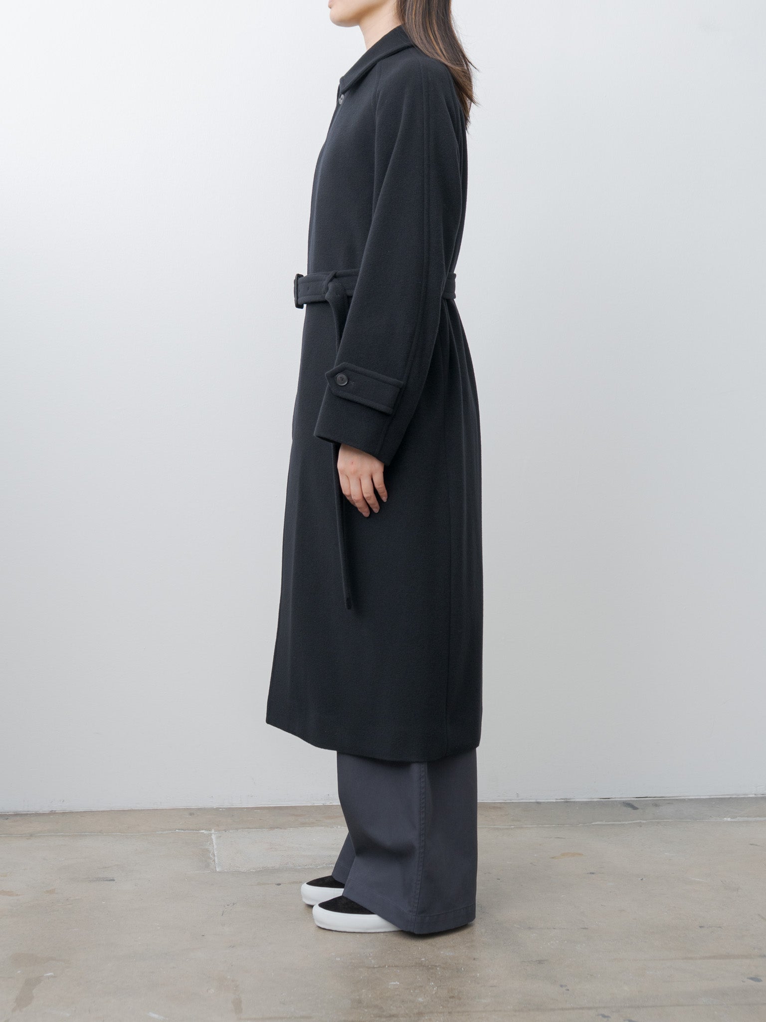 Super Fine Wool Mosser Soutien Collar Coat - Black