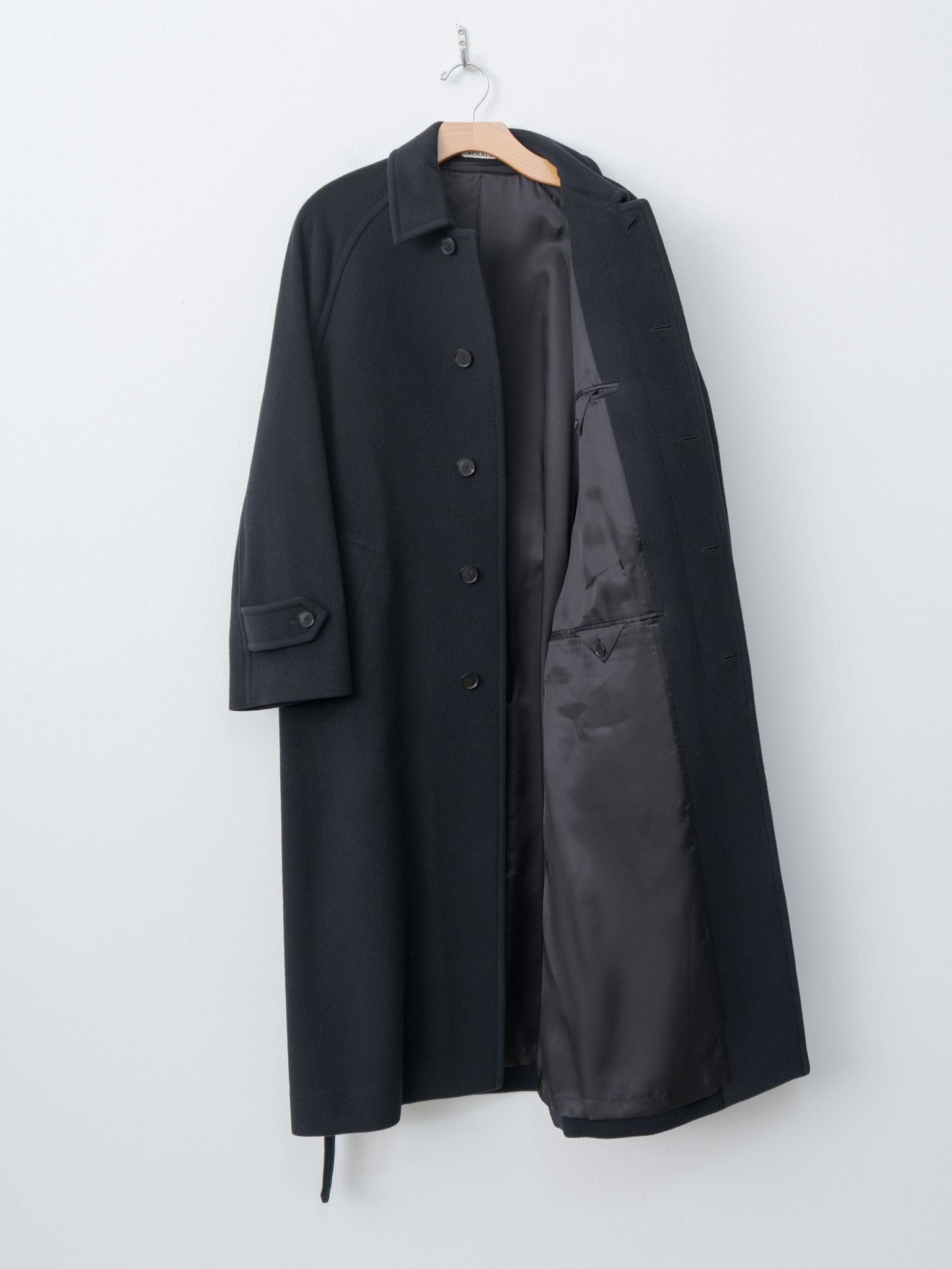 Super Fine Wool Mosser Soutien Collar Coat - Black