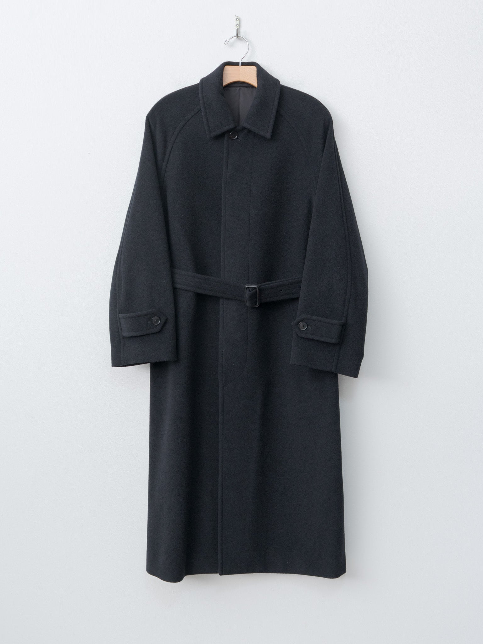 Namu Shop - Auralee Super Fine Wool Mosser Soutien Collar Coat - Black