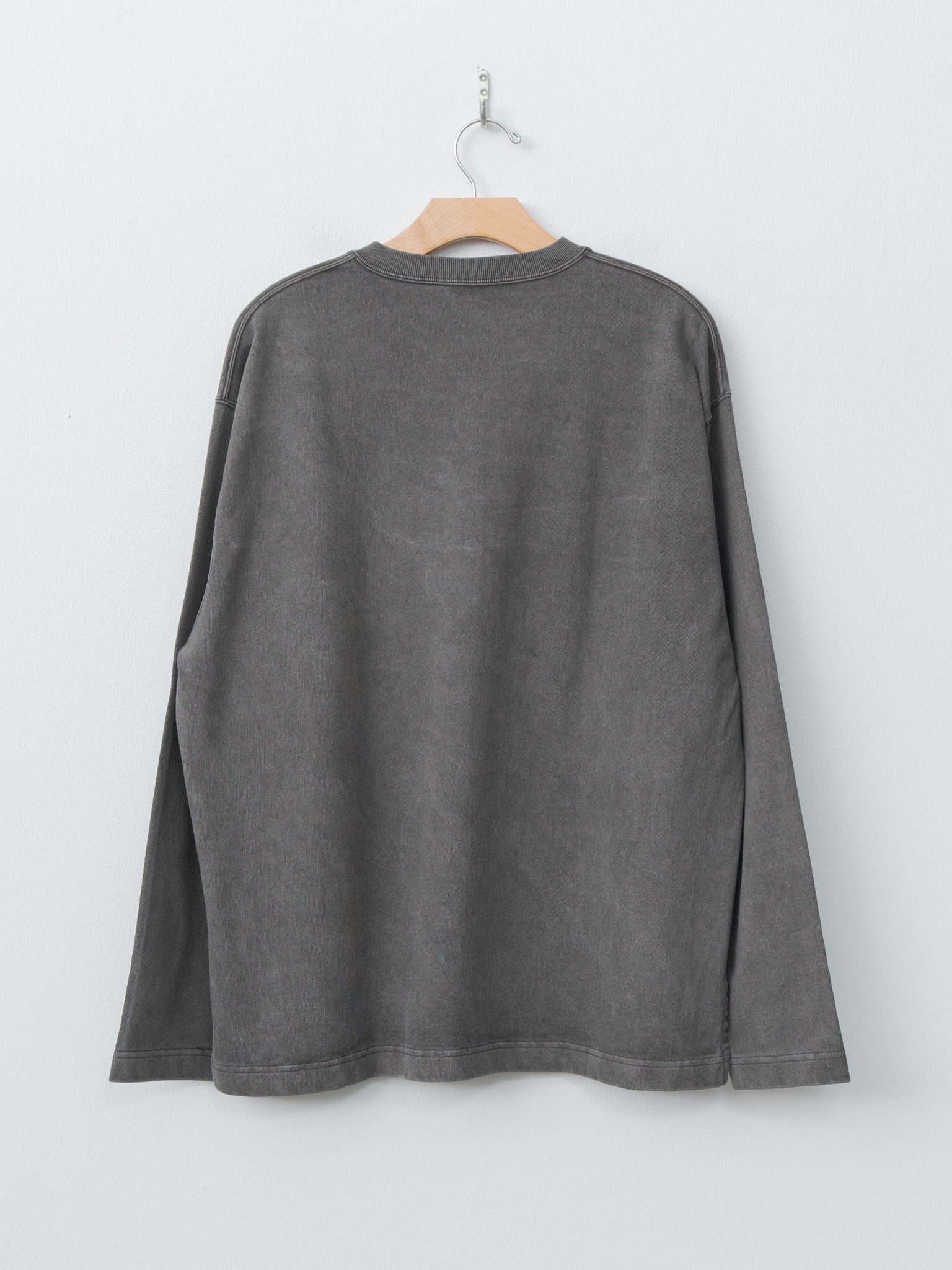Open End Cotton Pigment Dye Henley P/O - Charcoal