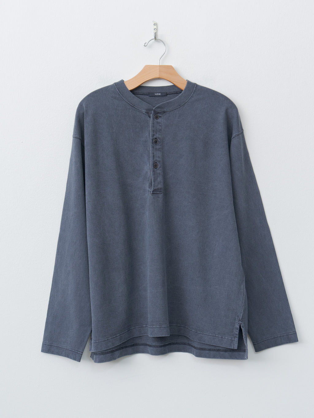Open End Cotton Pigment Dye Henley P/O - Navy