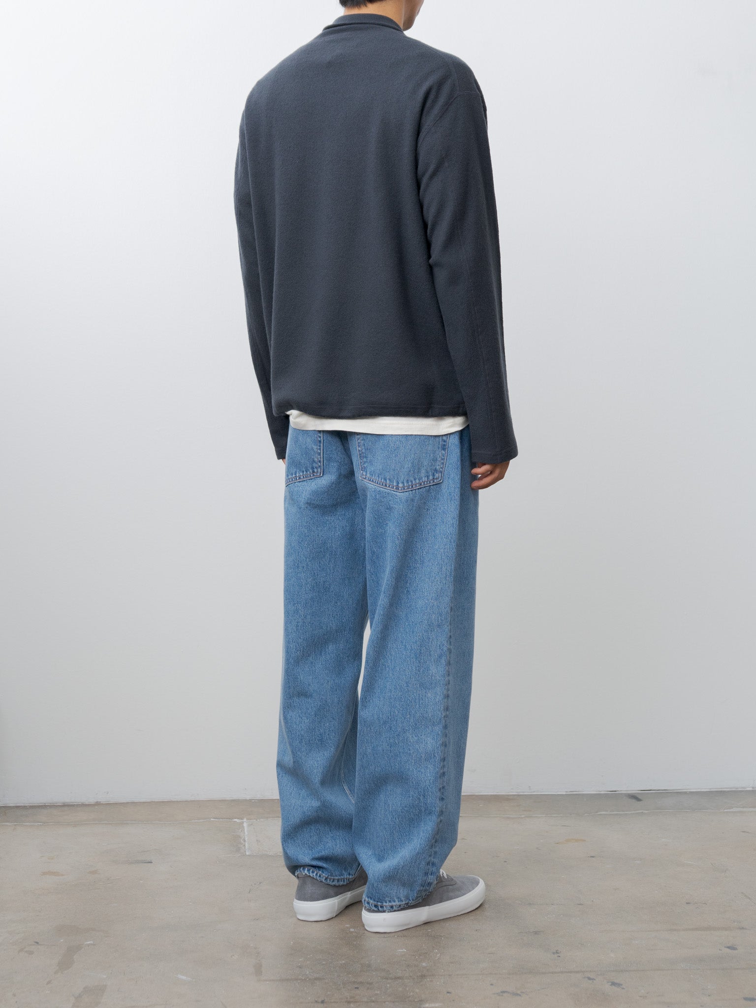 Ultrafine Merino Milled Wool Knit Half Zip P/O - Smokey Navy