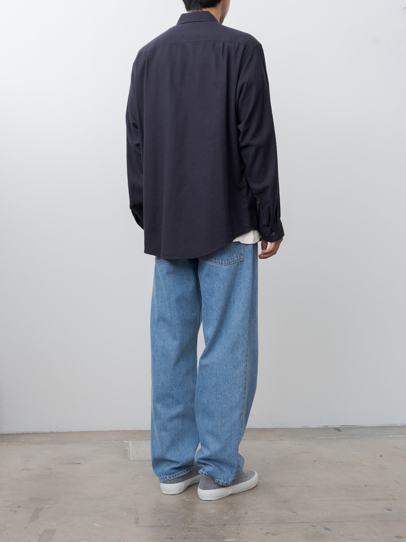 Brushed Organic Cotton Tencel Snap Shirt - Navy