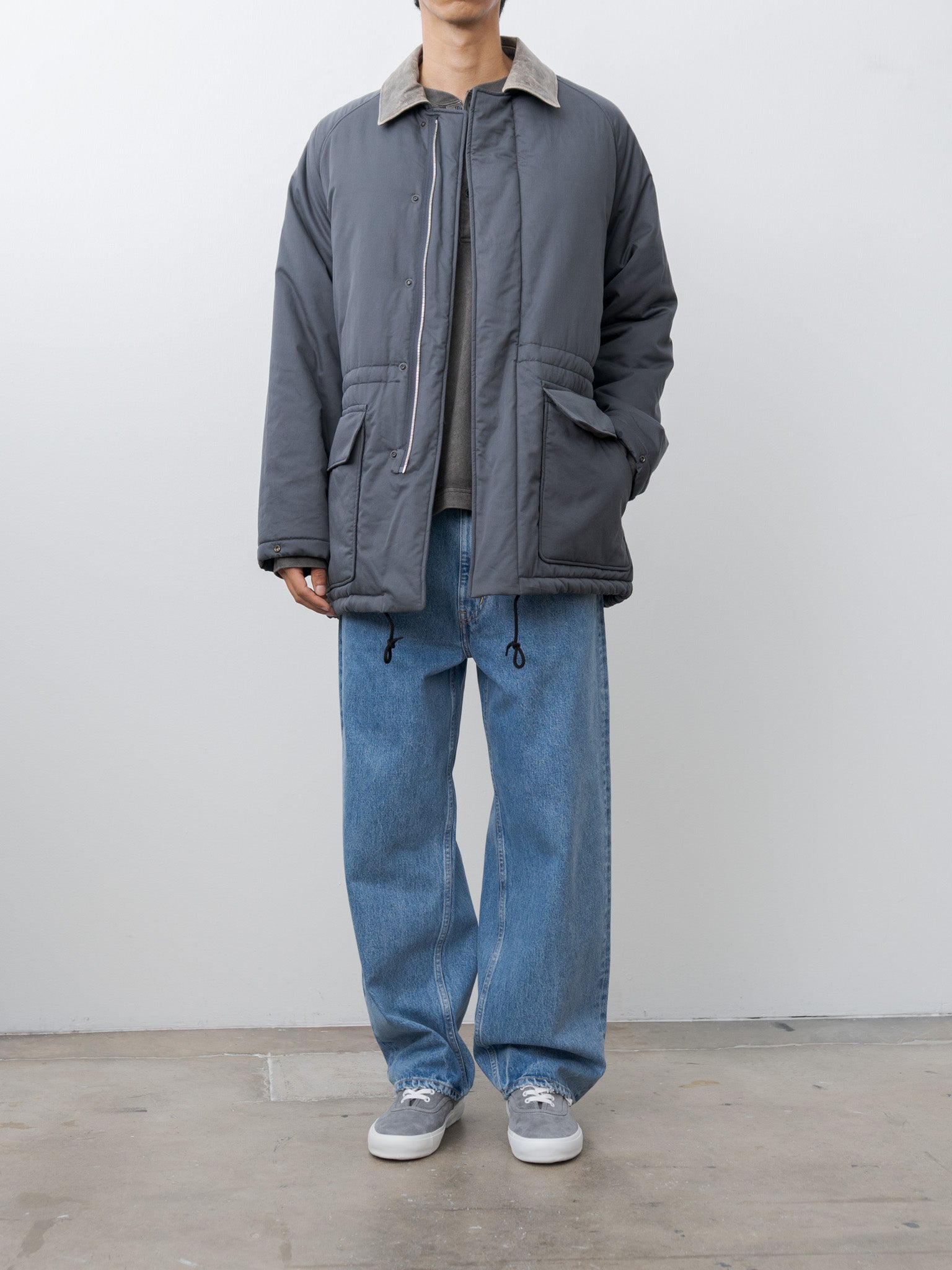 Finx Cotton Padding Coat - Smokey Navy