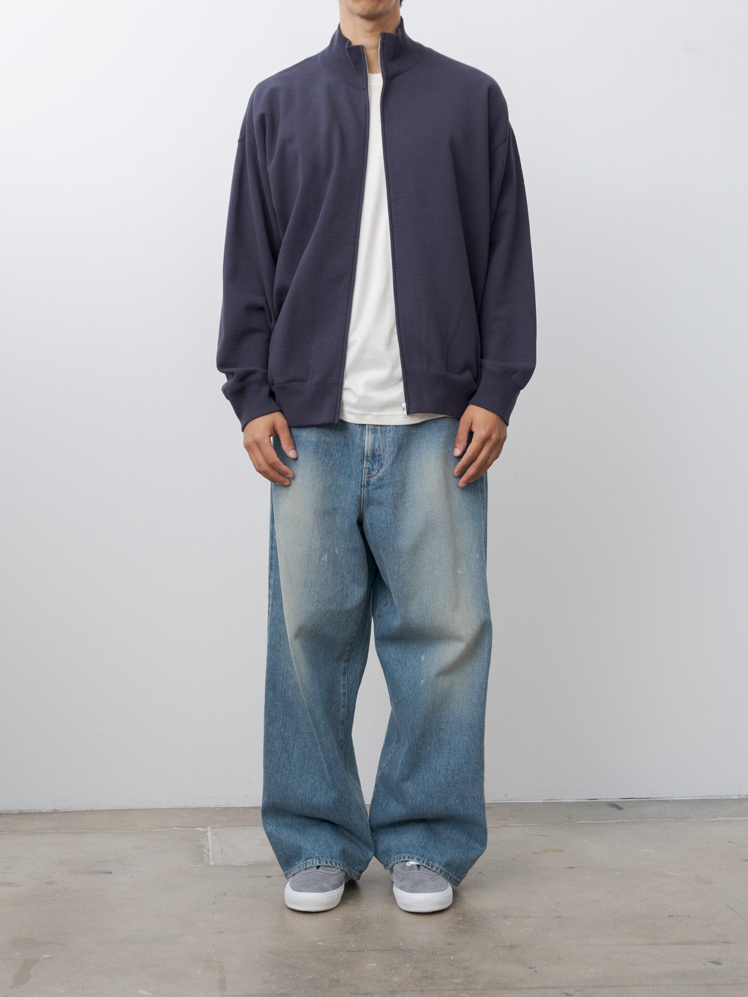 Organic Cotton Heavy Weight Fleece Blouson - Navy