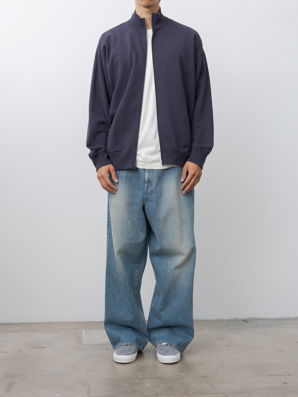 Organic Cotton Heavy Weight Fleece Blouson - Navy