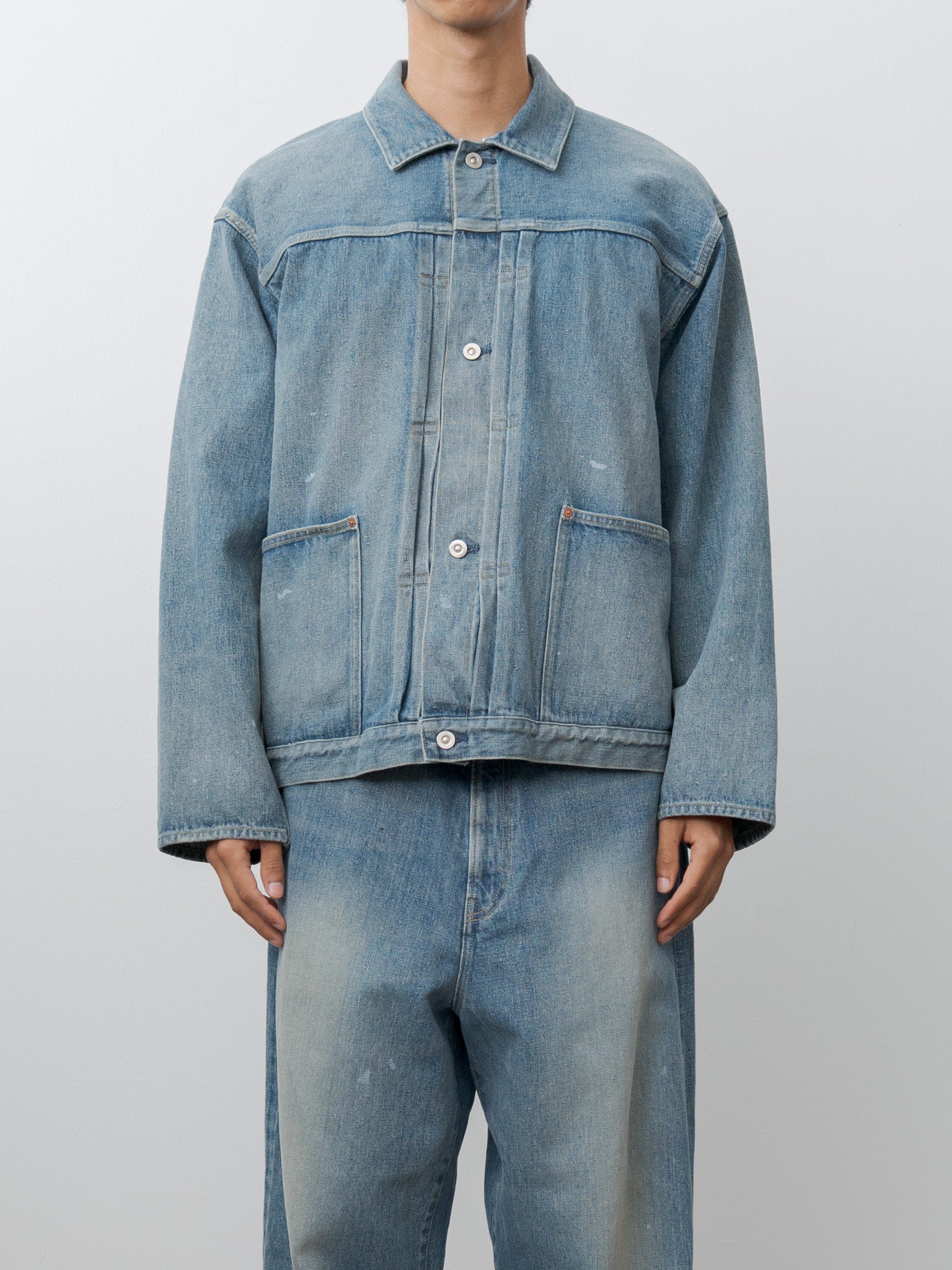 Pleats Jacket - Fade Indigo