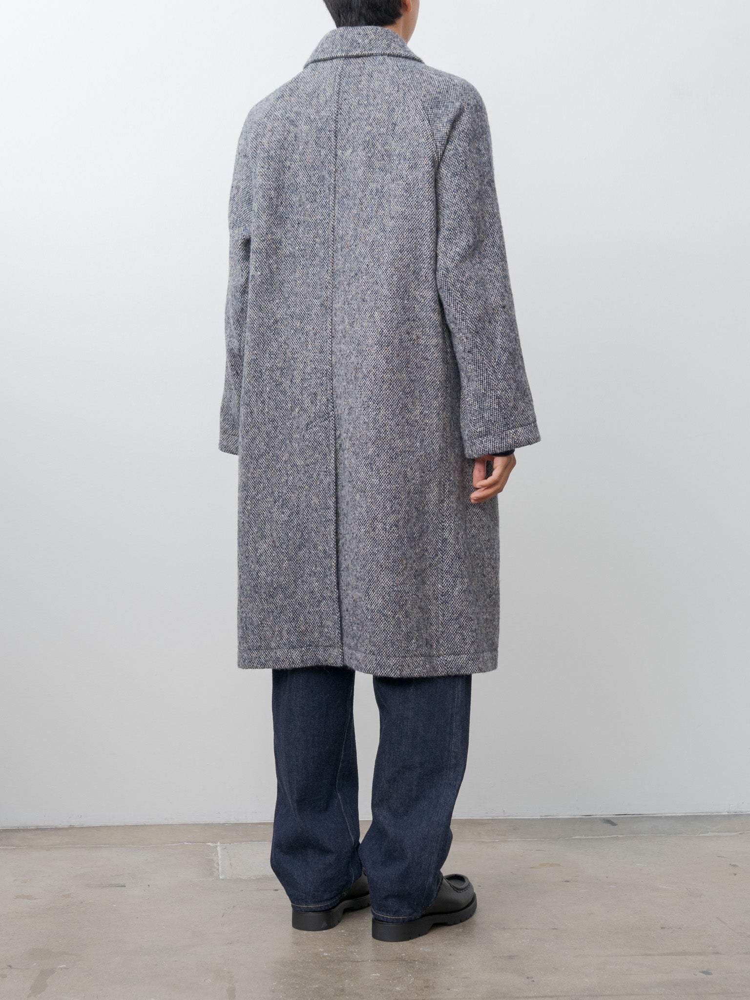 Donegal Tweed Oversized Coat - Blue