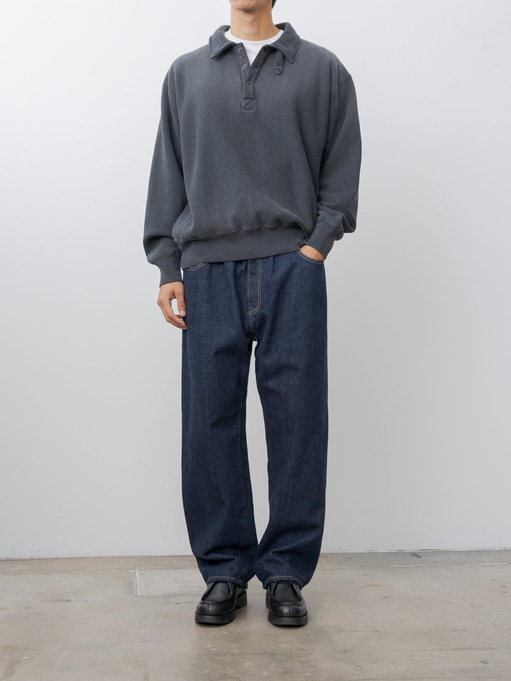 Heavy Weight Fleece Bleach Snap P/O - Charcoal