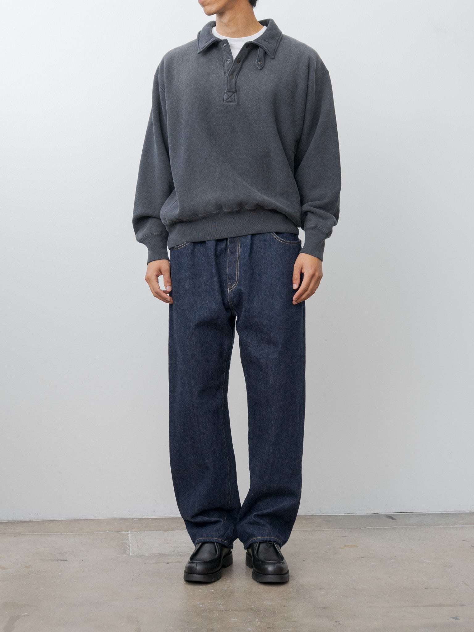 Heavy Weight Fleece Bleach Snap P/O - Charcoal