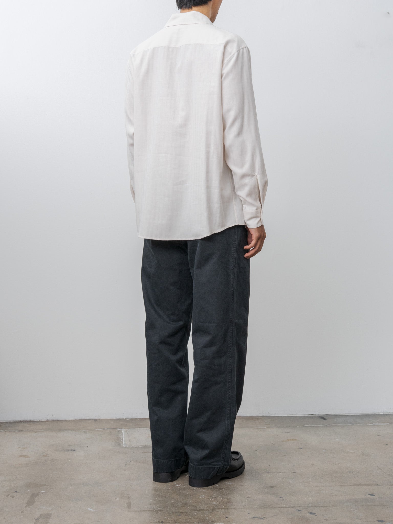 Cotton Cashmere Herringbone Shirt - Ivory White