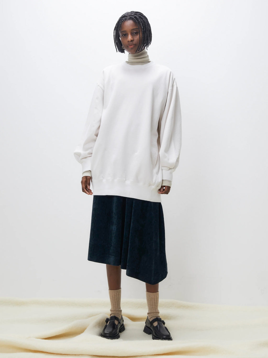 Namu Shop - Unfil Vintage Cotton Fleece Oversized Sweatshirt - Petrol Blue