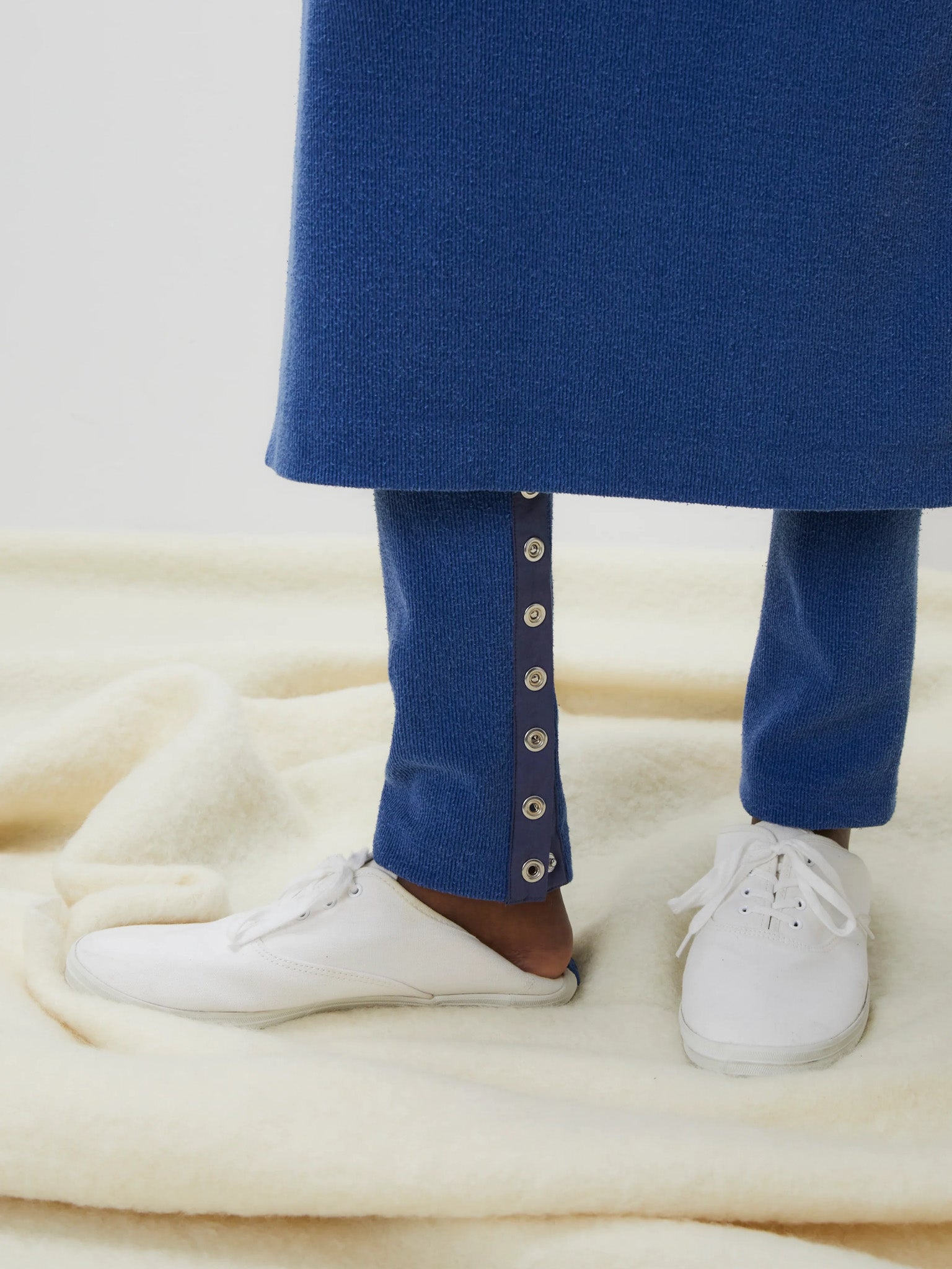 Namu Shop - Unfil Raw Silk Ribbed Jersey Skinny Pants - Blue