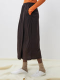 Namu Shop - Unfil Superfine Merino Plain Jersey Skirt - Dark Brown